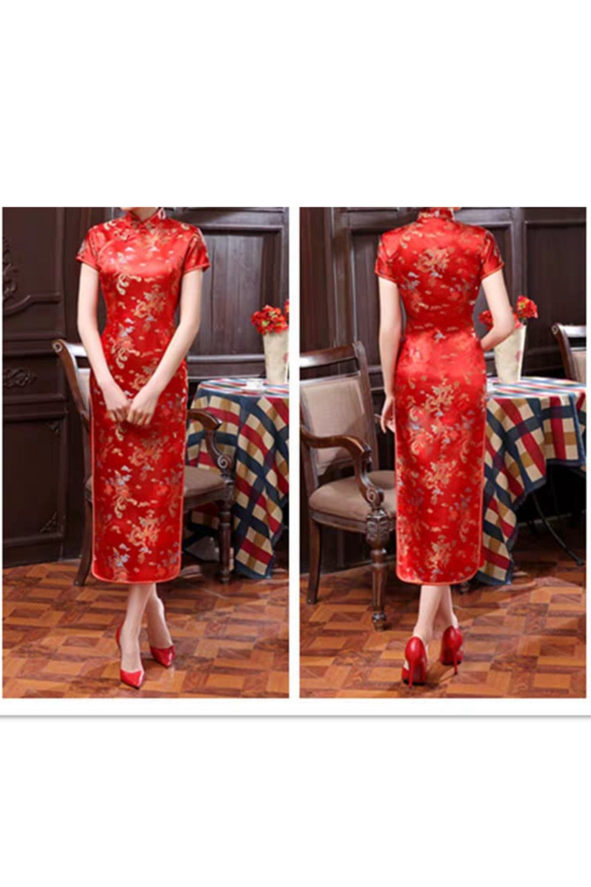 ÇİN KÜLTÜR MERKEZİ Geleneksel Çin Tarzı Kadın Elbisesi Qipao