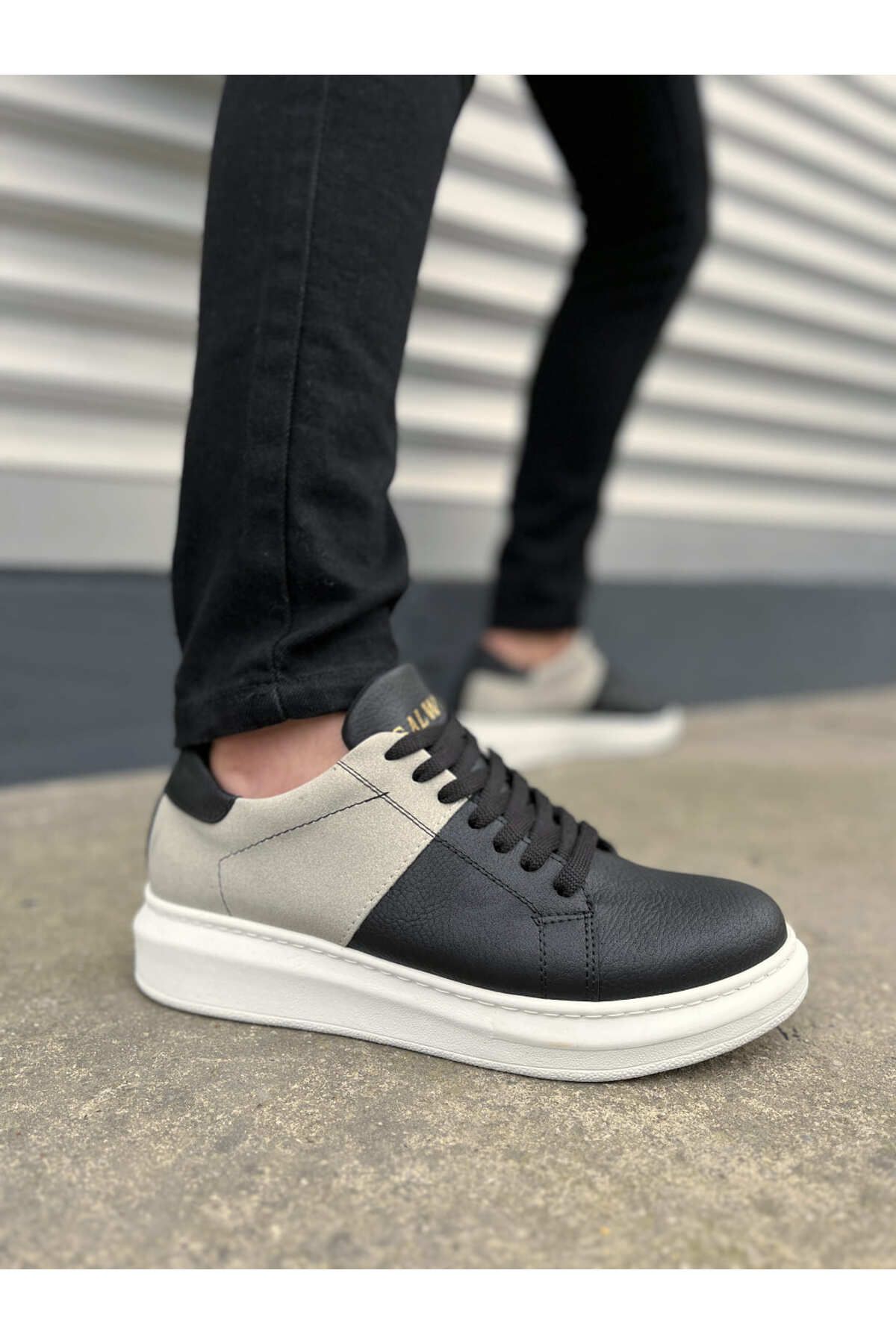 Zerenyus JY151 Boost Bağcıklı Erkek Günlük Sneaker Ayakkabı - Süet Siyah Gri
