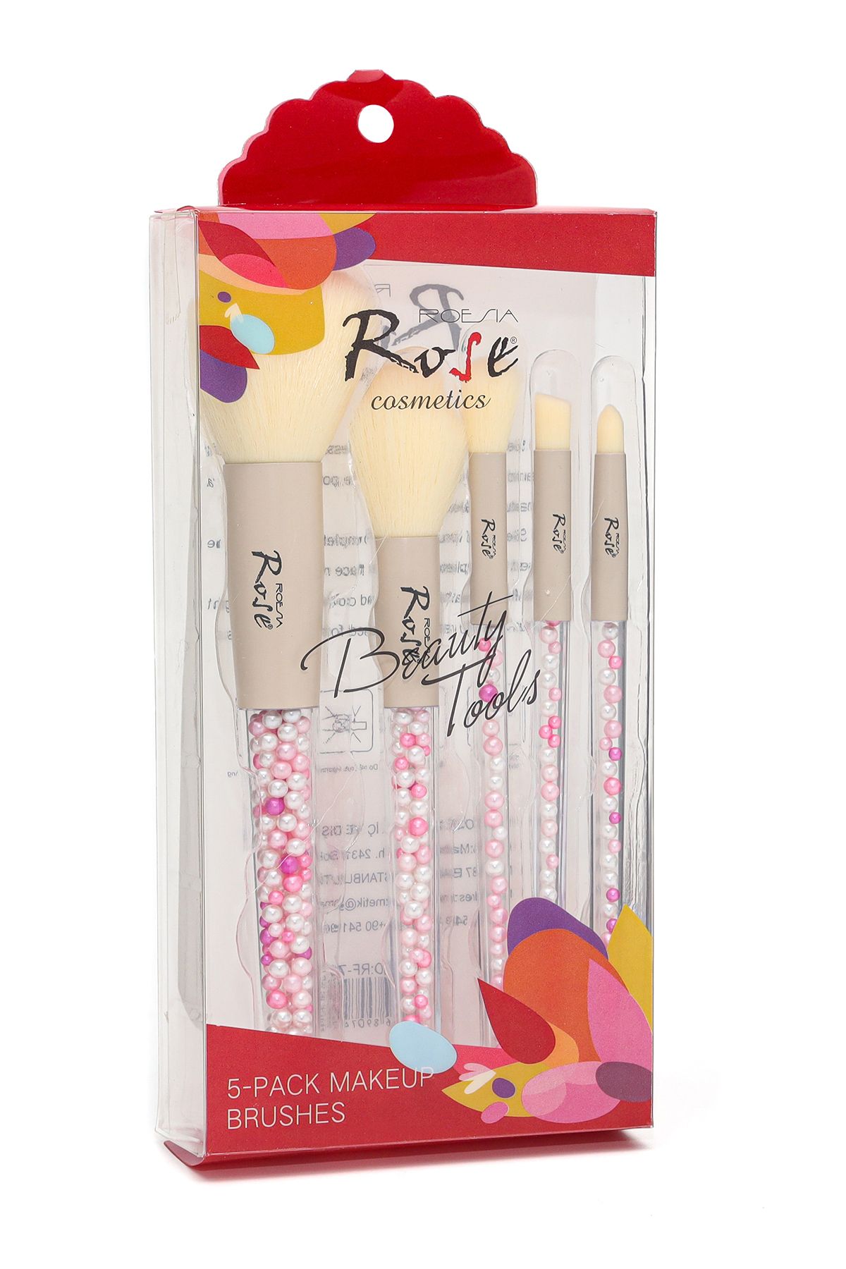 Roesıa Rose Cosmetics Rose Boncuklu, Proffesıonel 5'li Fırça Seti