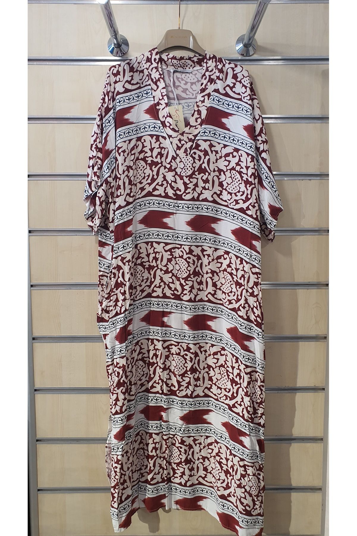 Park Moda DESENLİ V YAKA BOHO ELBİSE