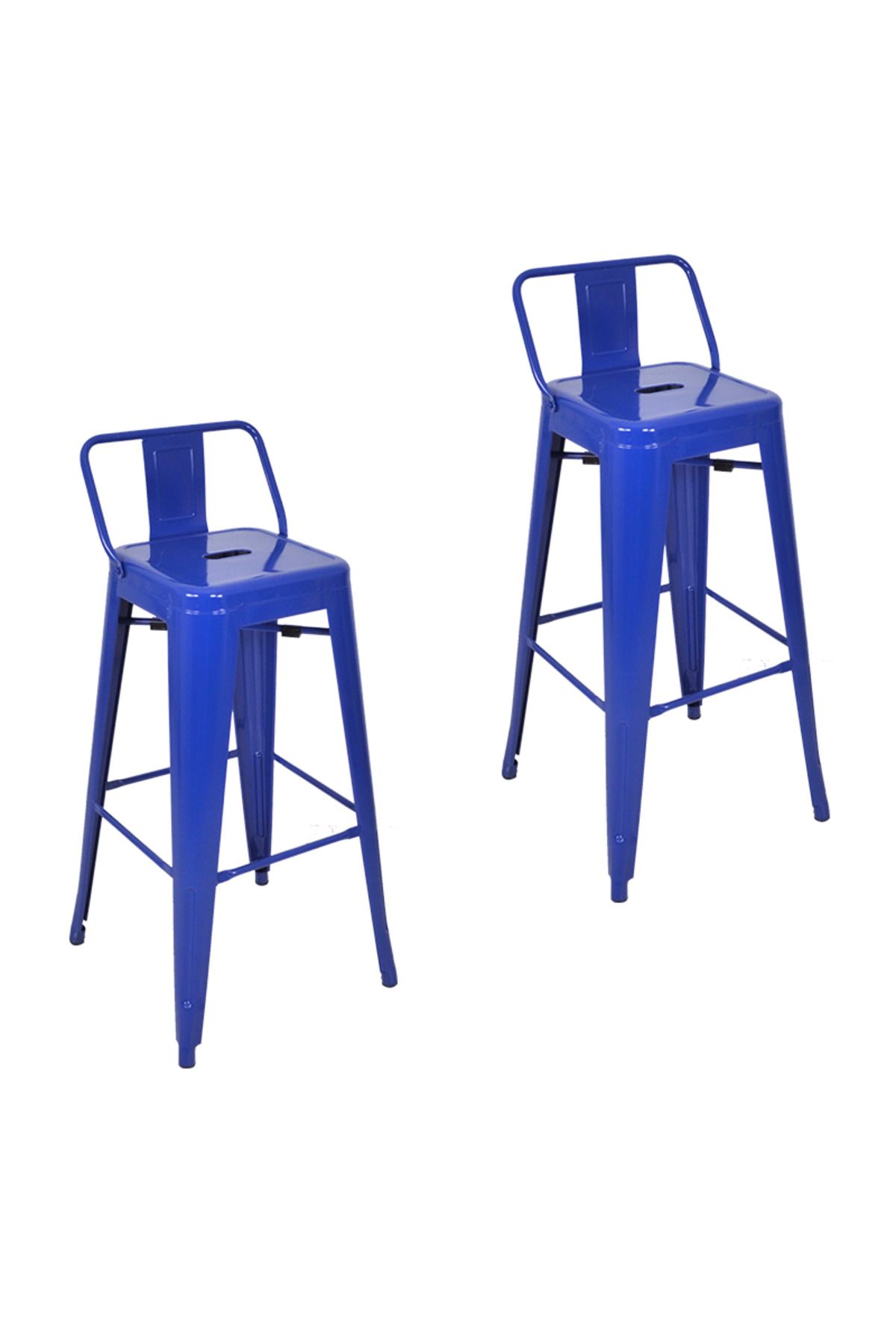 Komposan Tolix Sırtlı Metal Bar Tabure(2 Adet)