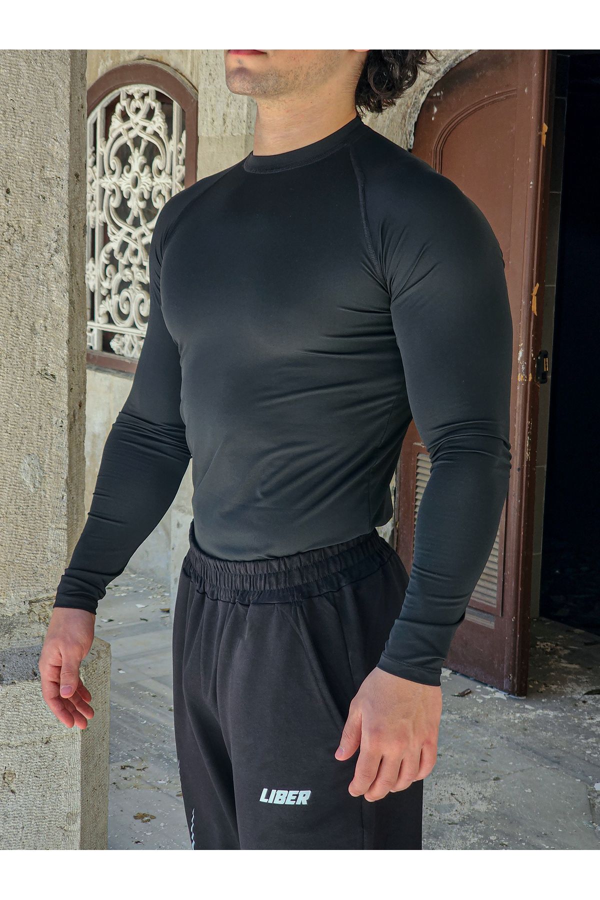 Liber Tricou De Bază Cu Mânecă Lungă De Compresie (negru) Unisex - L