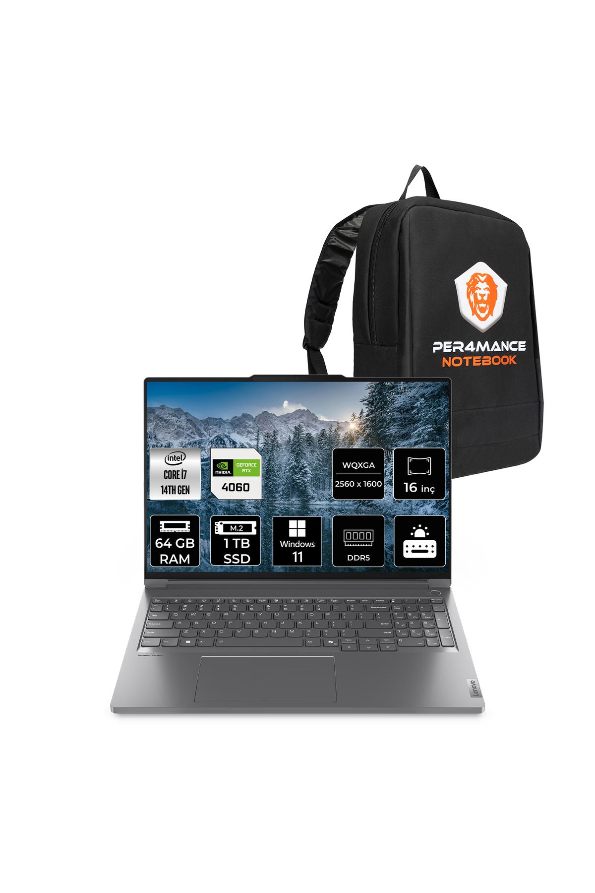 LENOVO ThinkBook i7 14650HX 64GB DDR5 1TB SSD RTX4060/8GB 16'' WQXGA W11H Dizüstü Bilgisayar