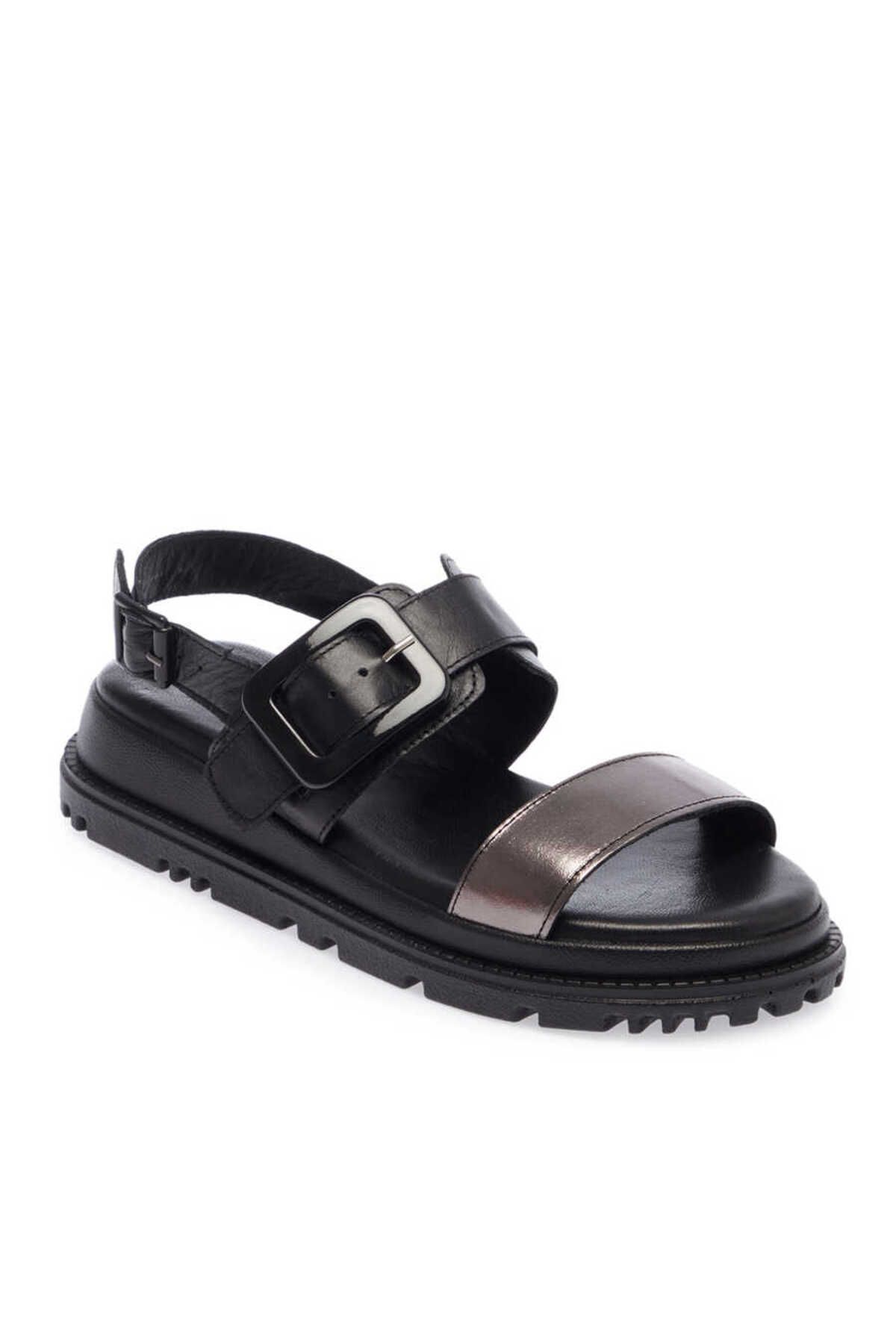 Tergan Siyah Hakiki Deri Kadın Sandalet - K24Y1SN67141-A23