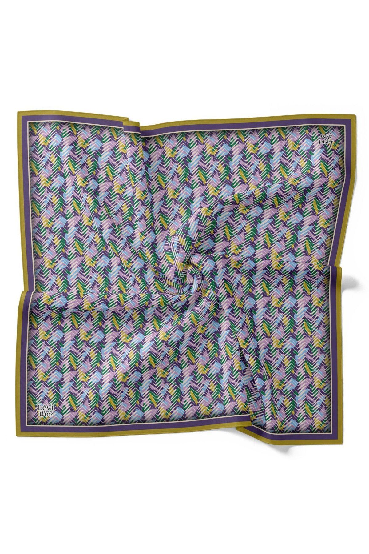 Levidor Geometrik Zigzag Desen Işıltılı Kristal Eşarp