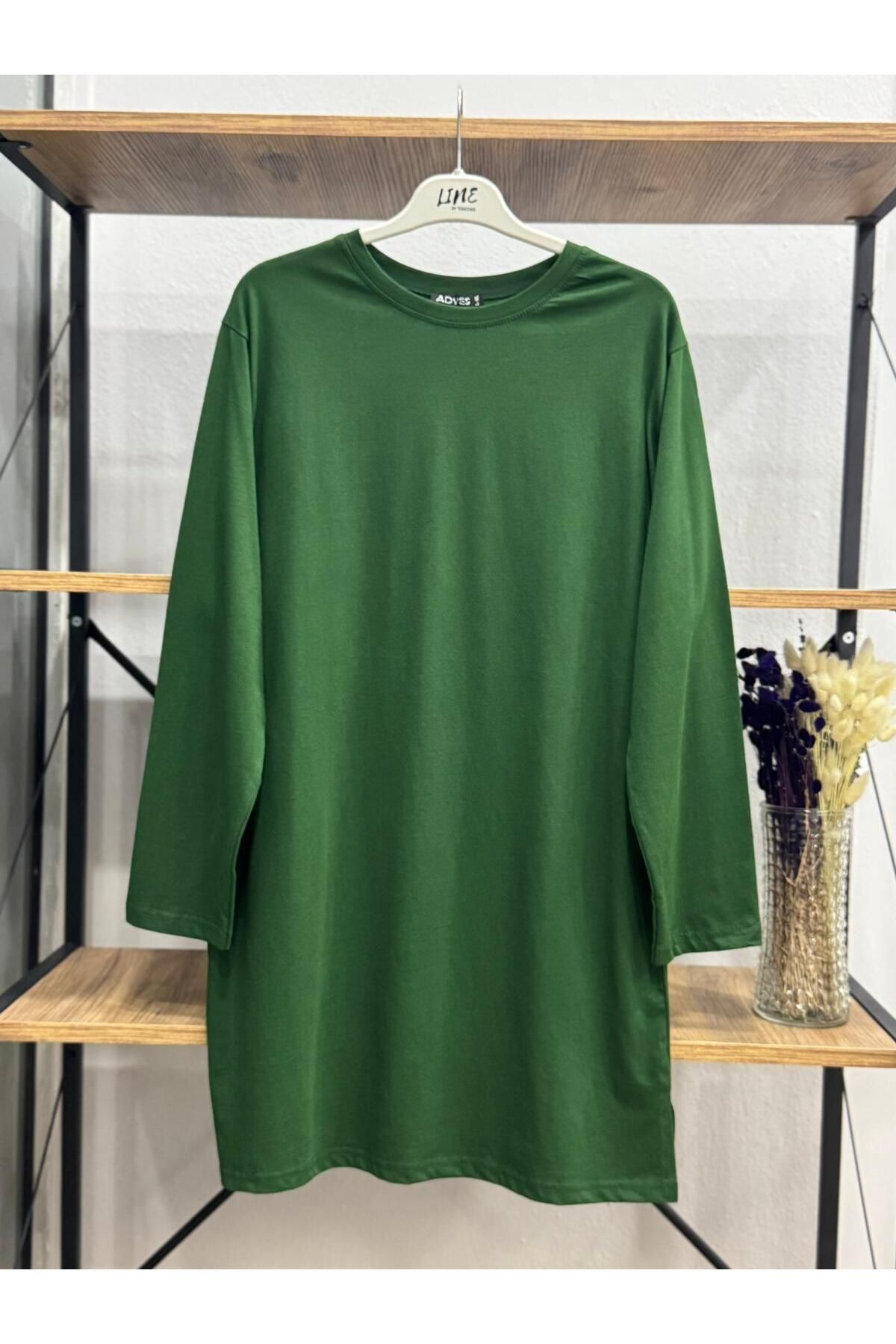 ÖZNE BUTİK Kadın %100 Pamuklu Bisiklet Yaka Basic Penye Tunik