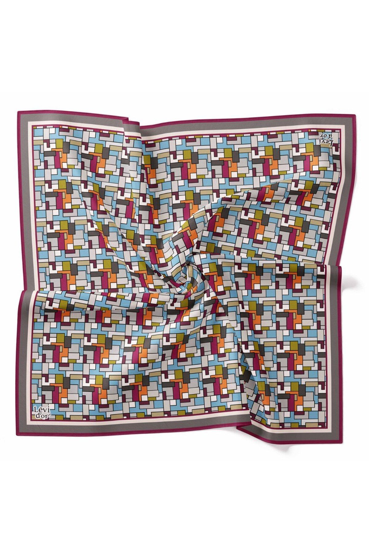 Levidor-Geometric Check Pattern Sparkling Crystal Scarf 2