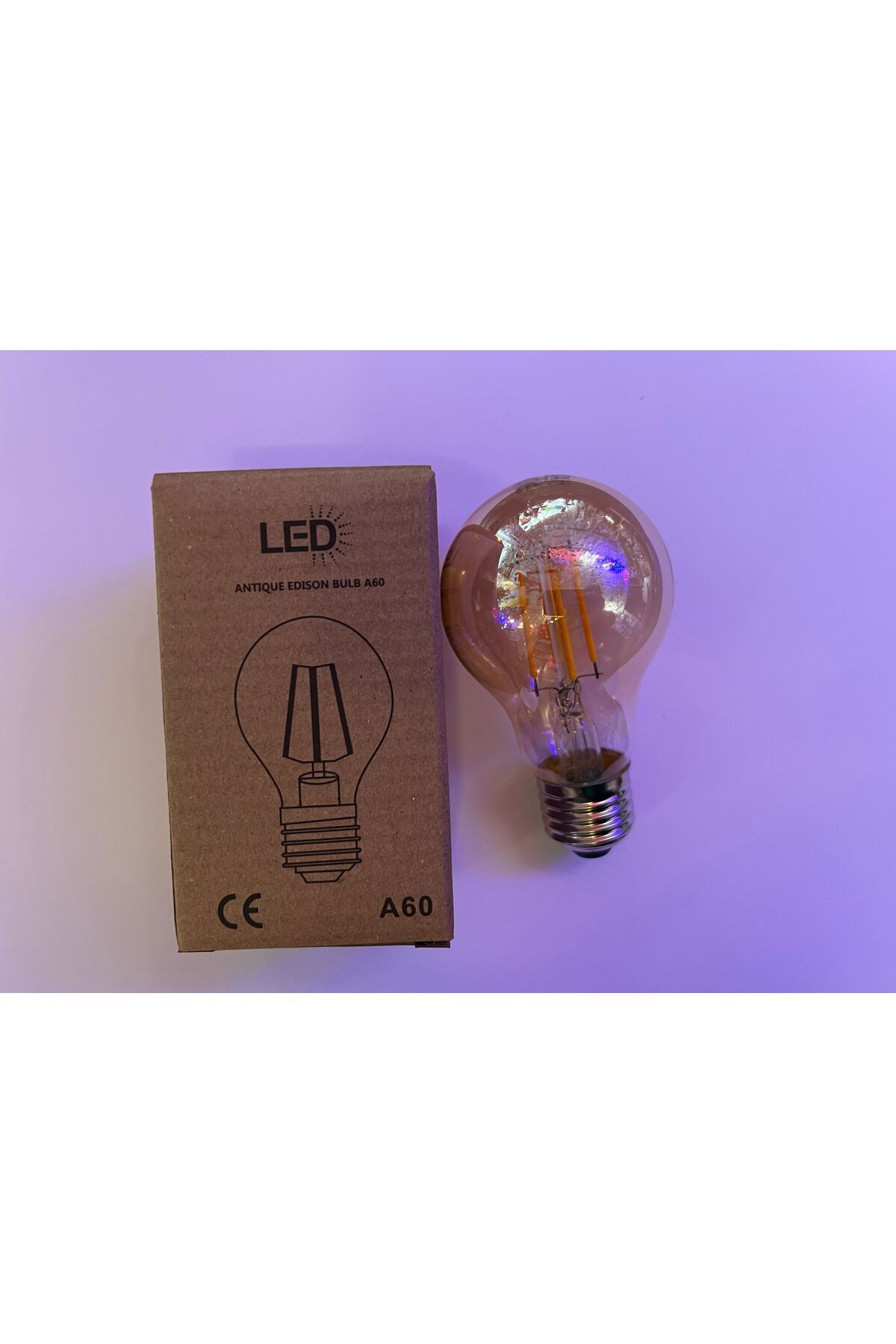 Heka A60 Filament Edison Tip Rustik E-27 Amber Cam GÜNIŞIĞI Işık Dimmerli 4 Watt 2700 Kelvin Led Ampul