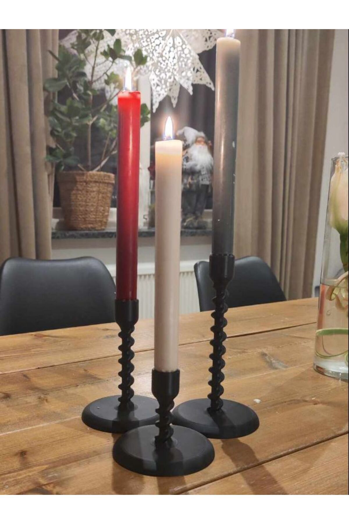 Lunera Accessories Kıvrımlı 3’lü Şamdan – 3D Baskı