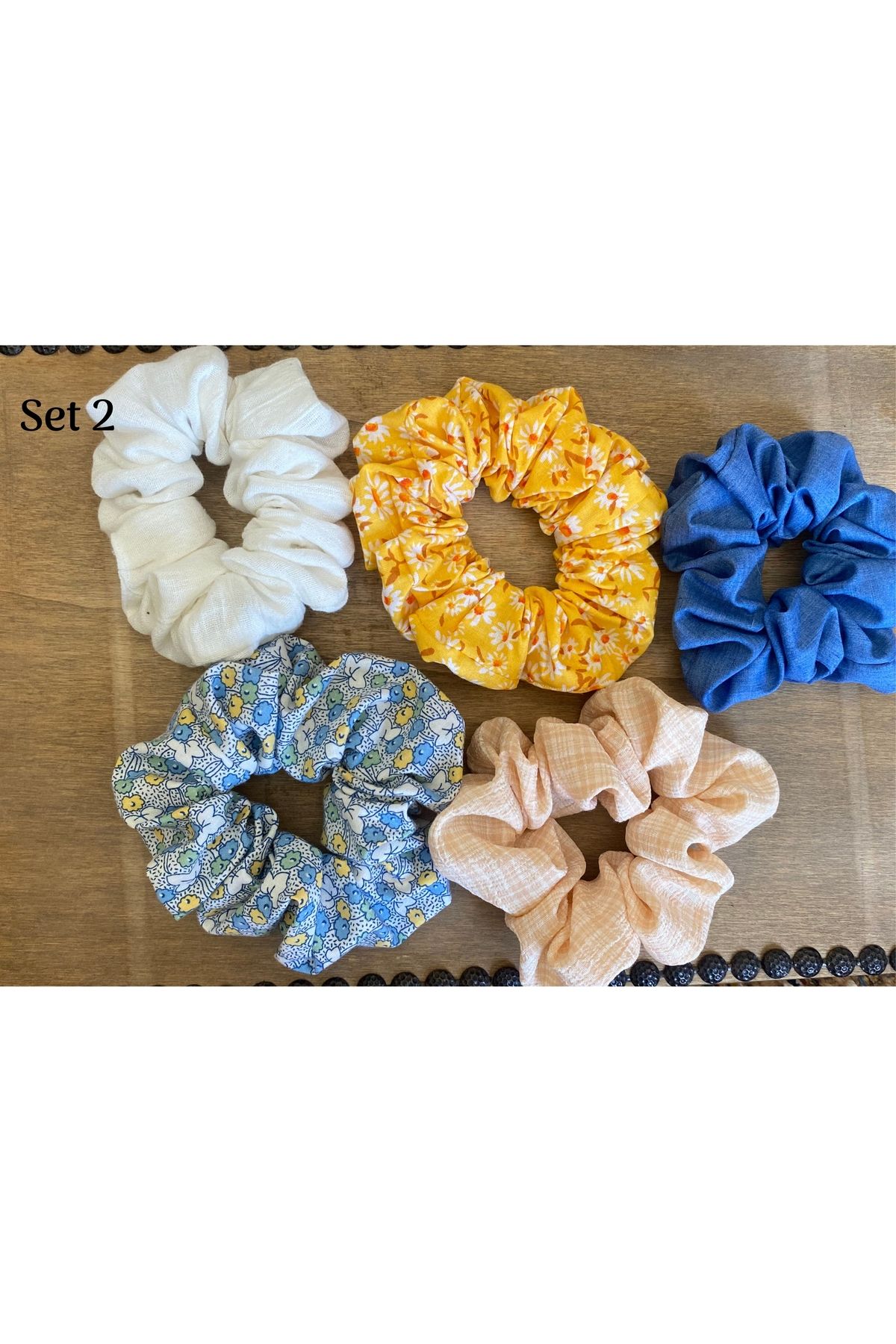 Amore De Fiori Çizgili Desenli Scrunchie Toka Set 5'li