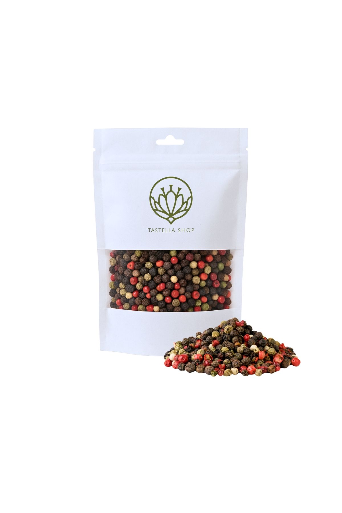 Tastella Shop 4 Renkli Karışık Tane Biber (750gr), Lüks Kalite Beyaz, Kırmızı, Yeşil, Kara Tane Biber, Tane Biber