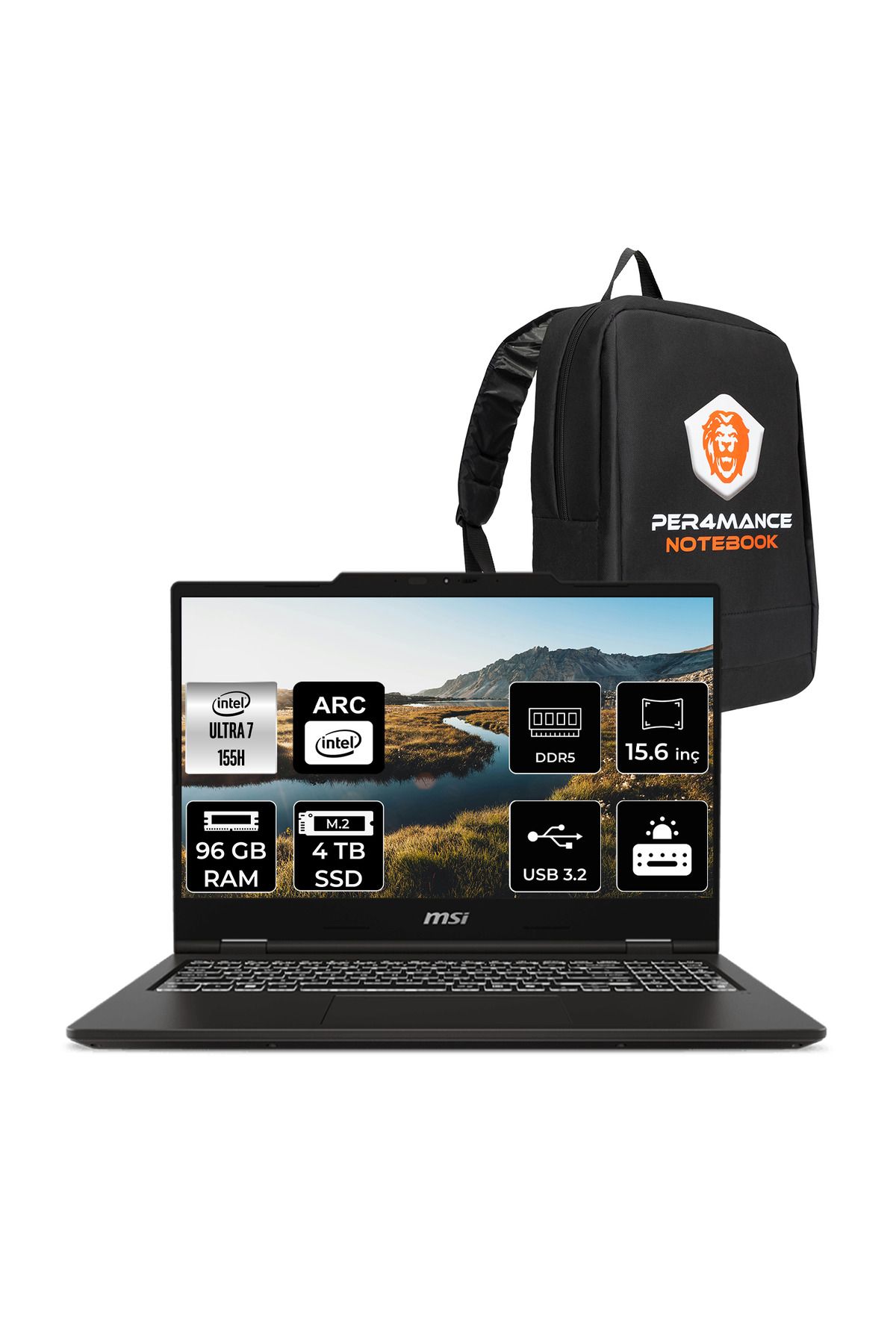 MSI VENTURE 15 AI Ultra 7 155H 96GB DDR5 4TB SSD Arc Graphics 15.6'' FHD 144Hz FDOS Dizüstü Laptop