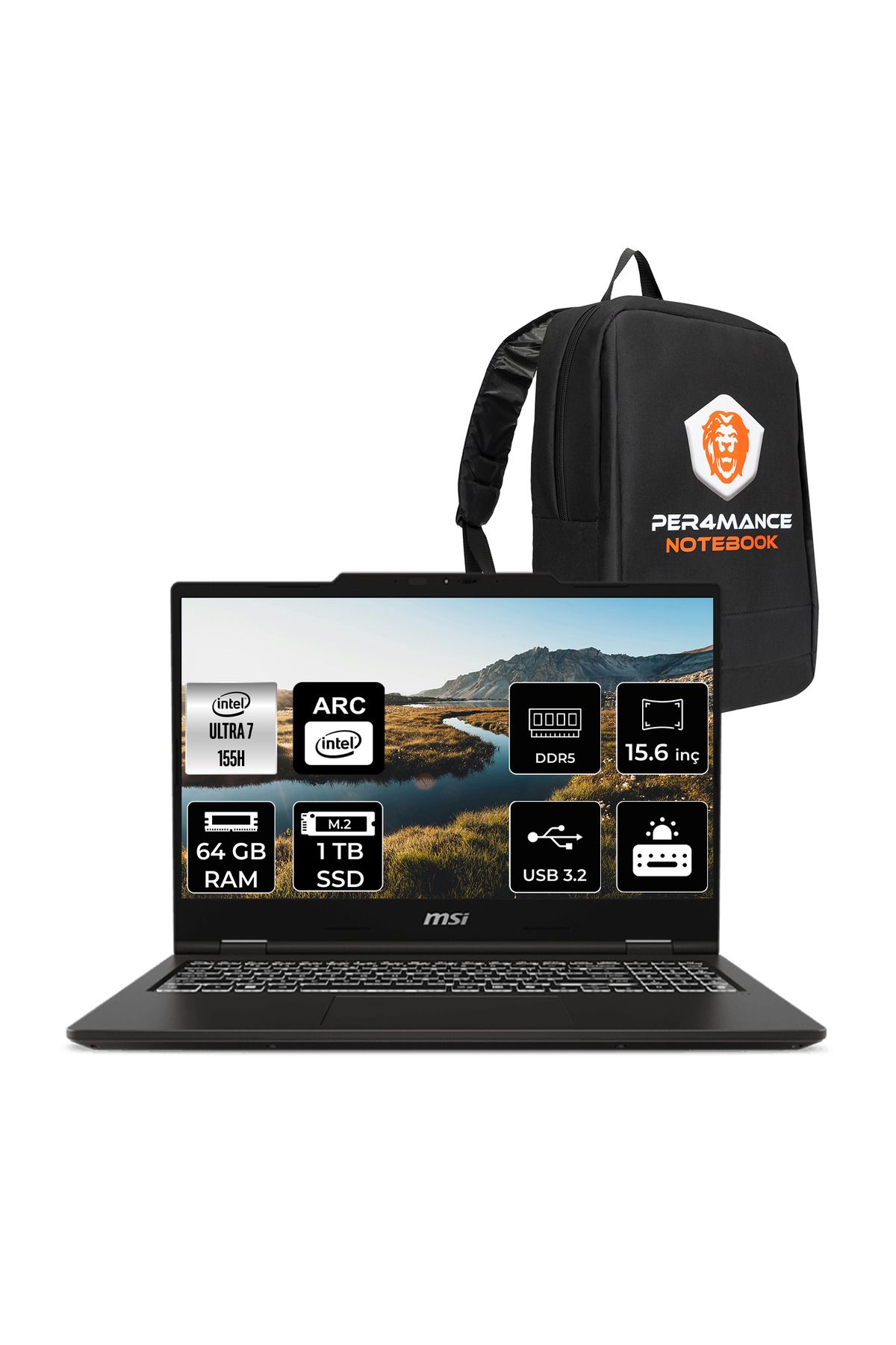 MSI VENTURE 15 AI Ultra 7 155H 64GB DDR5 1TB SSD Arc Graphics 15.6'' FHD 144Hz FDOS Dizüstü Laptop