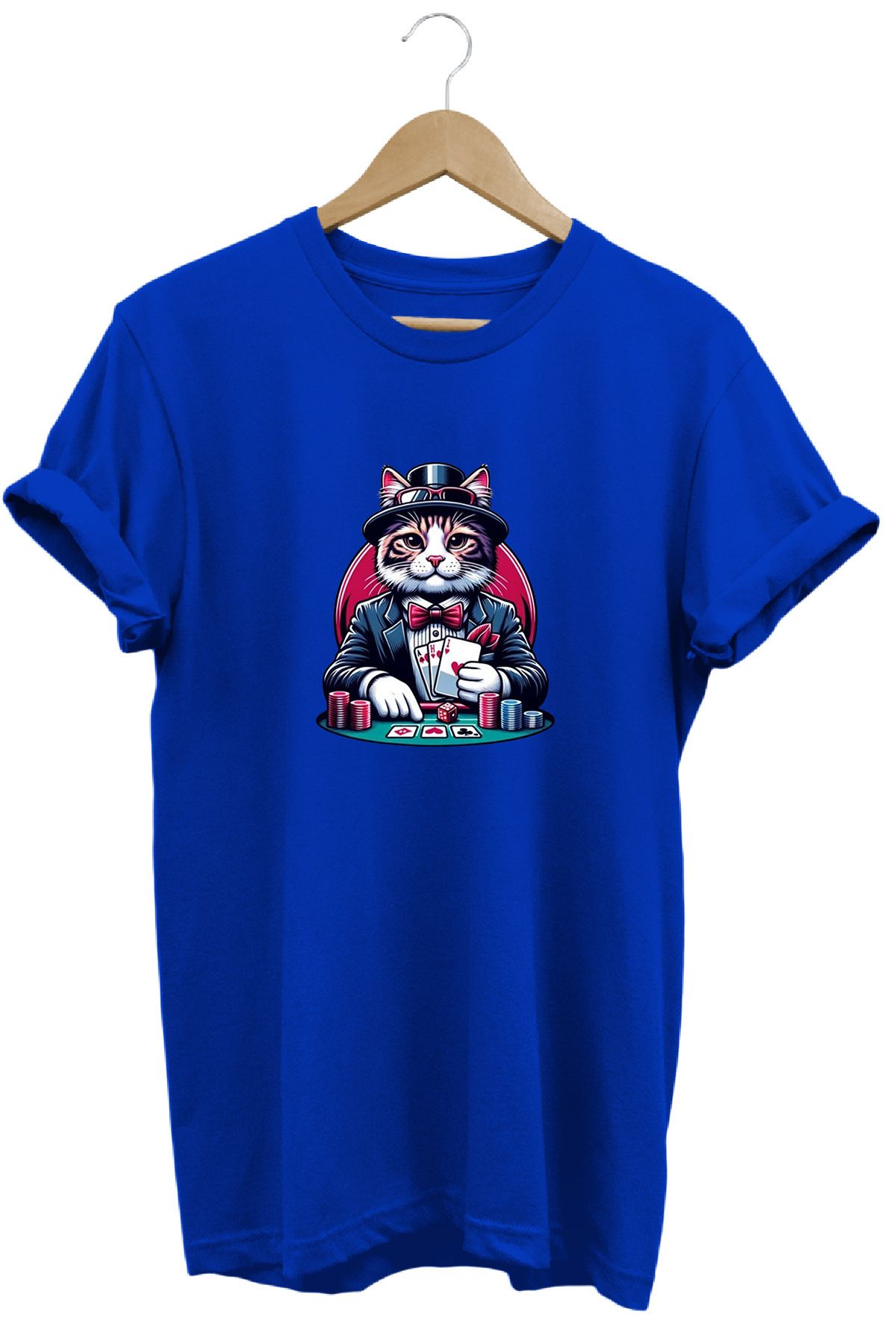 remonz Oyuncu Kedi Baskılı %100 Pamuk Regular Fit Bisiklet Yaka T-shirt