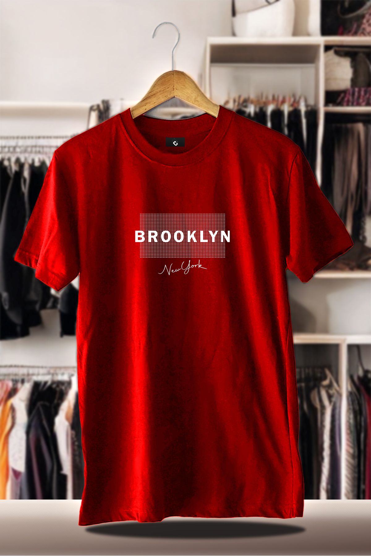 C&C OKULCUNUZ Pamuklu Oversize Baskılı 3 İplik Şardonlu Kırmızı T-Shirt | Brooklyn Şehir Baskı