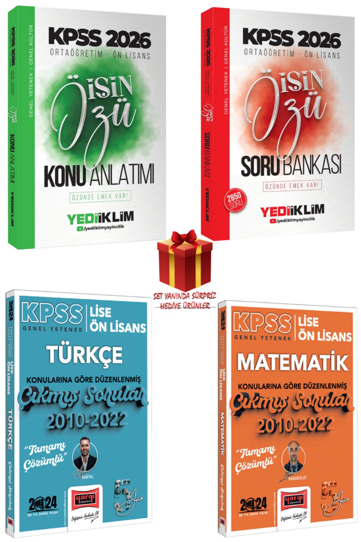 Yediiklim Yayınları 2026 KPSS Ortaöğretim-Ön Lisans İşin Özü Konu Anlatımı+Soru Bankası+Türkçe Matematik Çıkmış Sorular
