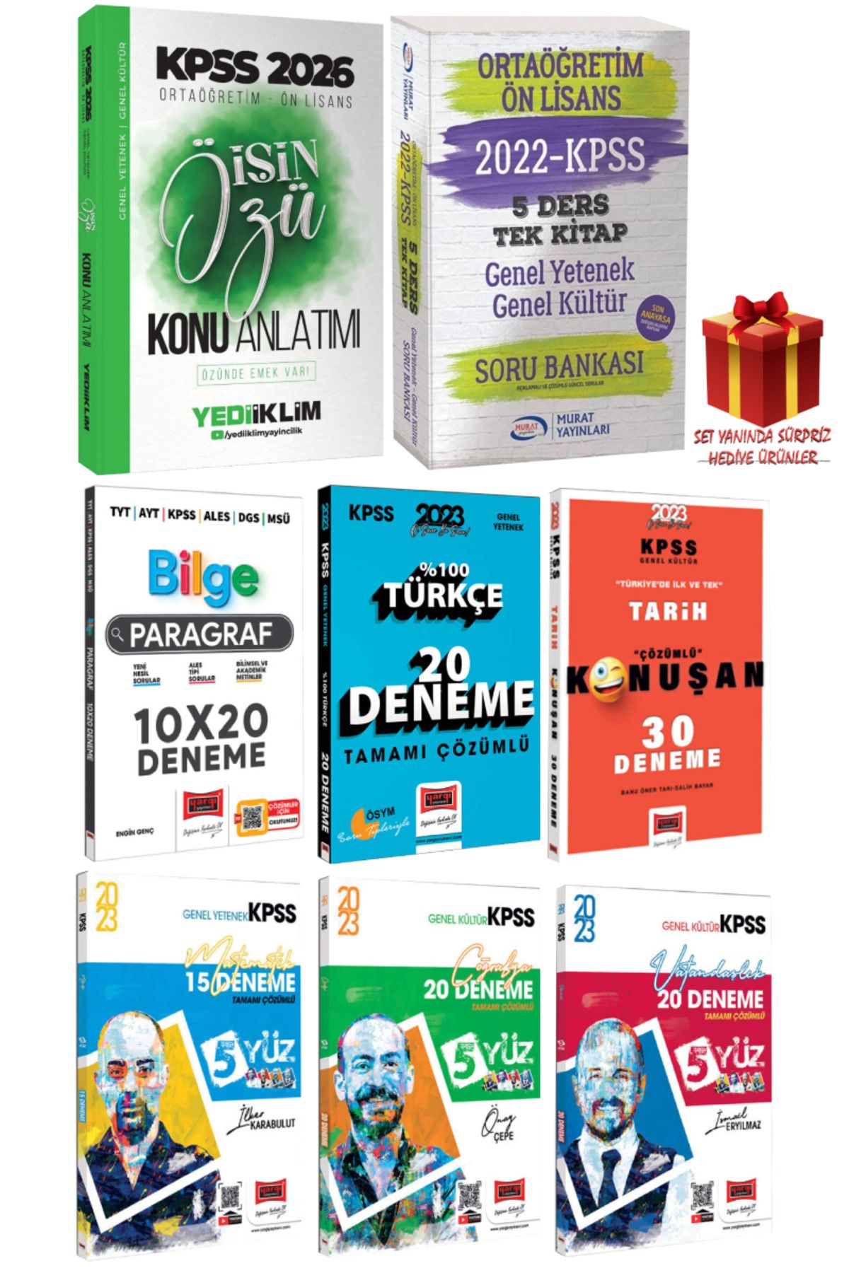 Yediiklim Yayınları 2026 KPSS Ortaöğretim Ön Lisans İşin Özü Konu Anlatımı+ Tek Kitap Soru Bankası+ Deneme Seti+ Hediye