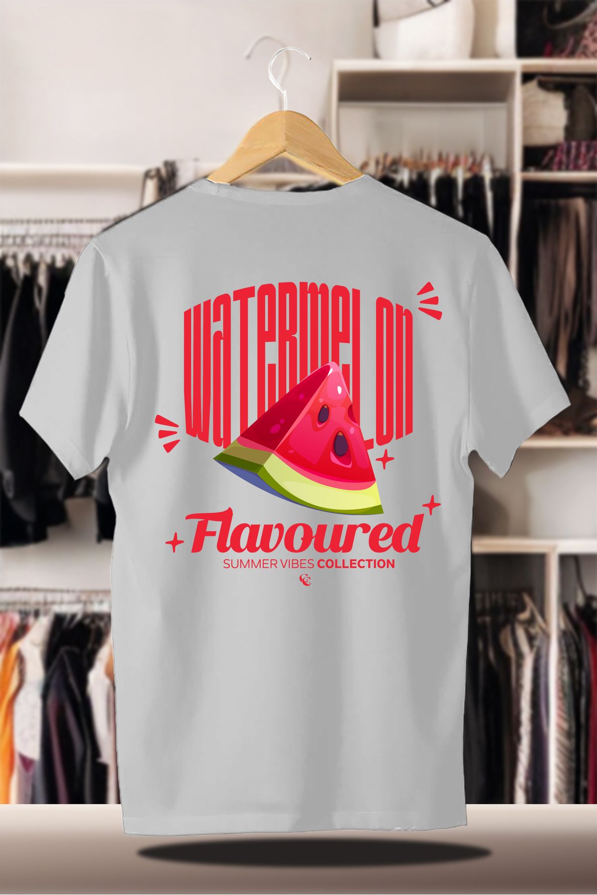 C&C OKULCUNUZ Pamuklu Oversize Baskılı 3 İplik Şardonlu Beyaz T-Shirt | Summer Yaz Karpuz Flavoured
