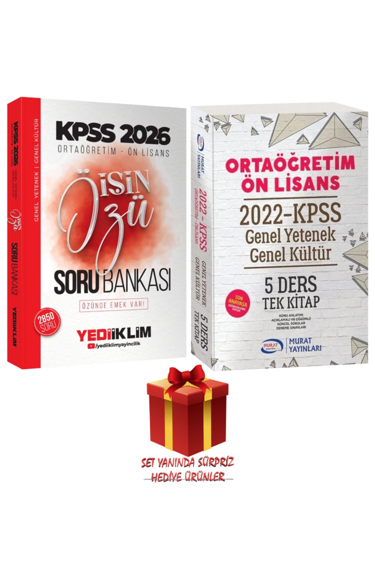 Yediiklim Yayınları 2026 KPSS Ortaöğretim Ön Lisans İşin Özü Soru Bankası+ Murat 5 Ders Tek Kitap Konu Anlatımlı+ Hediye