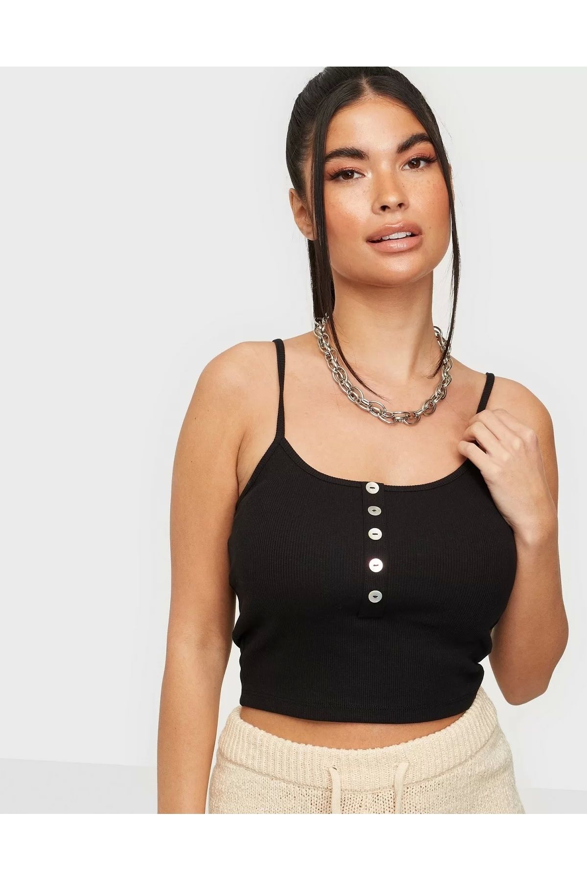 ONLY 15269908 Askili 5 Dugme Body - Siyah