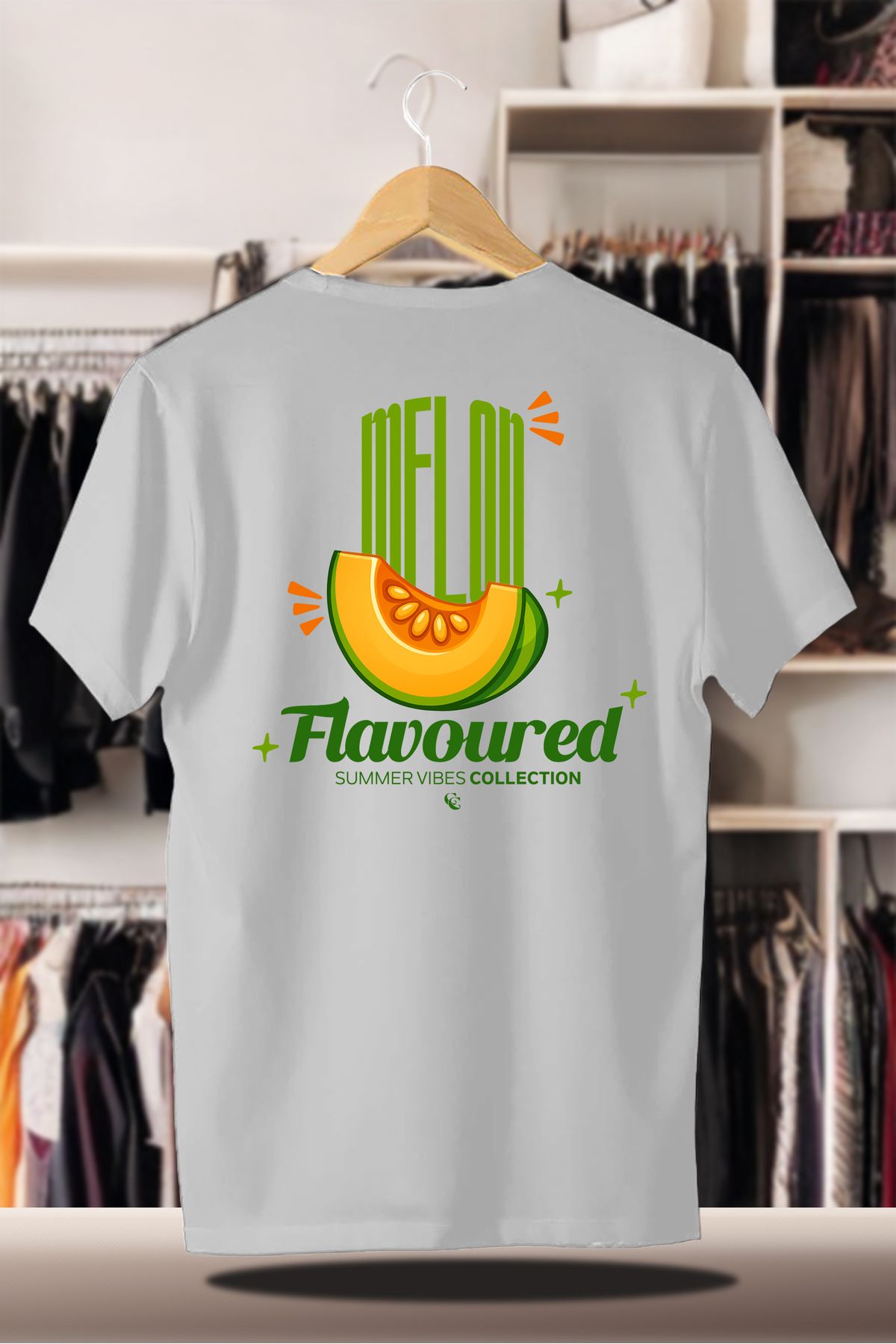 C&C OKULCUNUZ Pamuklu Oversize Baskılı 3 İplik Şardonlu Beyaz T-Shirt | Summer Yaz Melon Kavun Flavoured