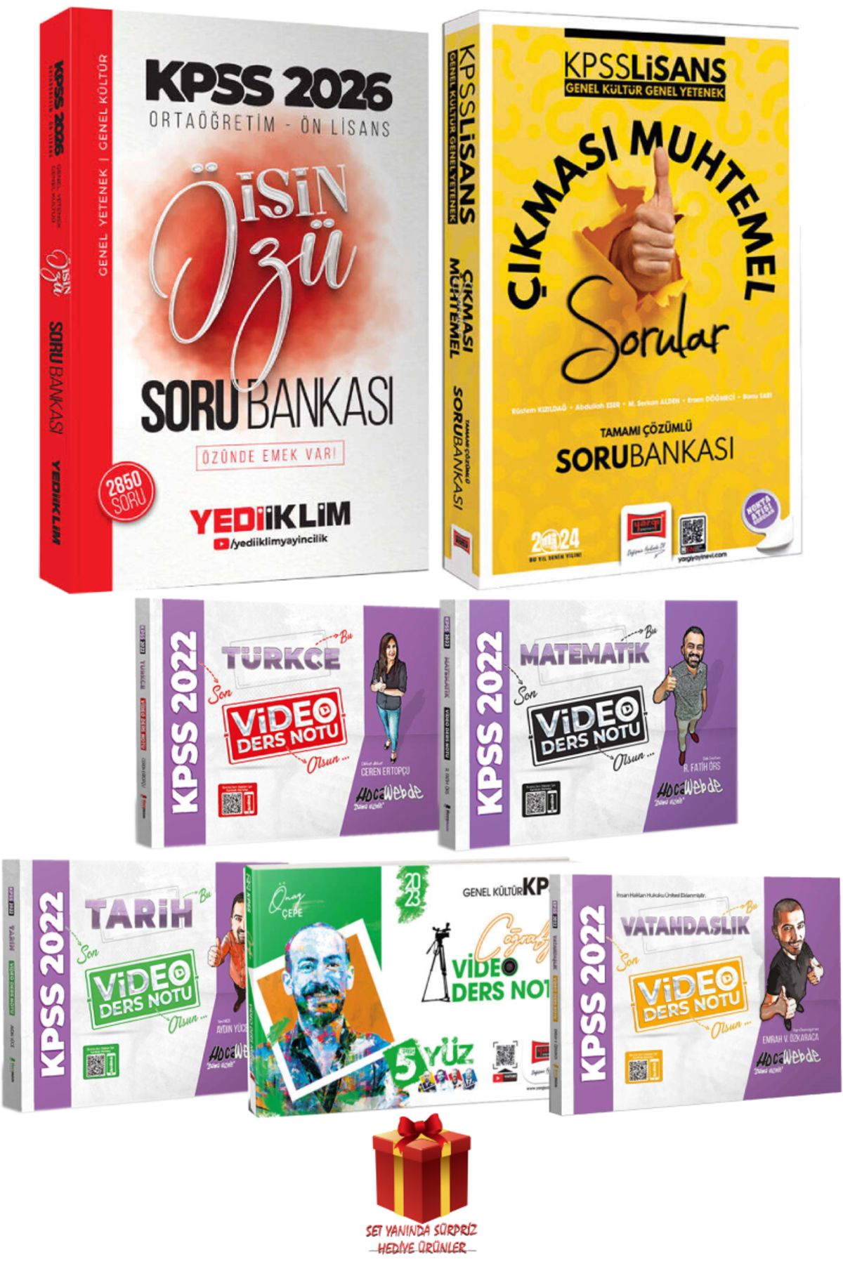 Yediiklim Yayınları 2026 Yediiklim KPSS Ortaöğretim Ön Lisans Soru Bankası+Çıkması Muhtemel Sorular+Konu Anlatımlar