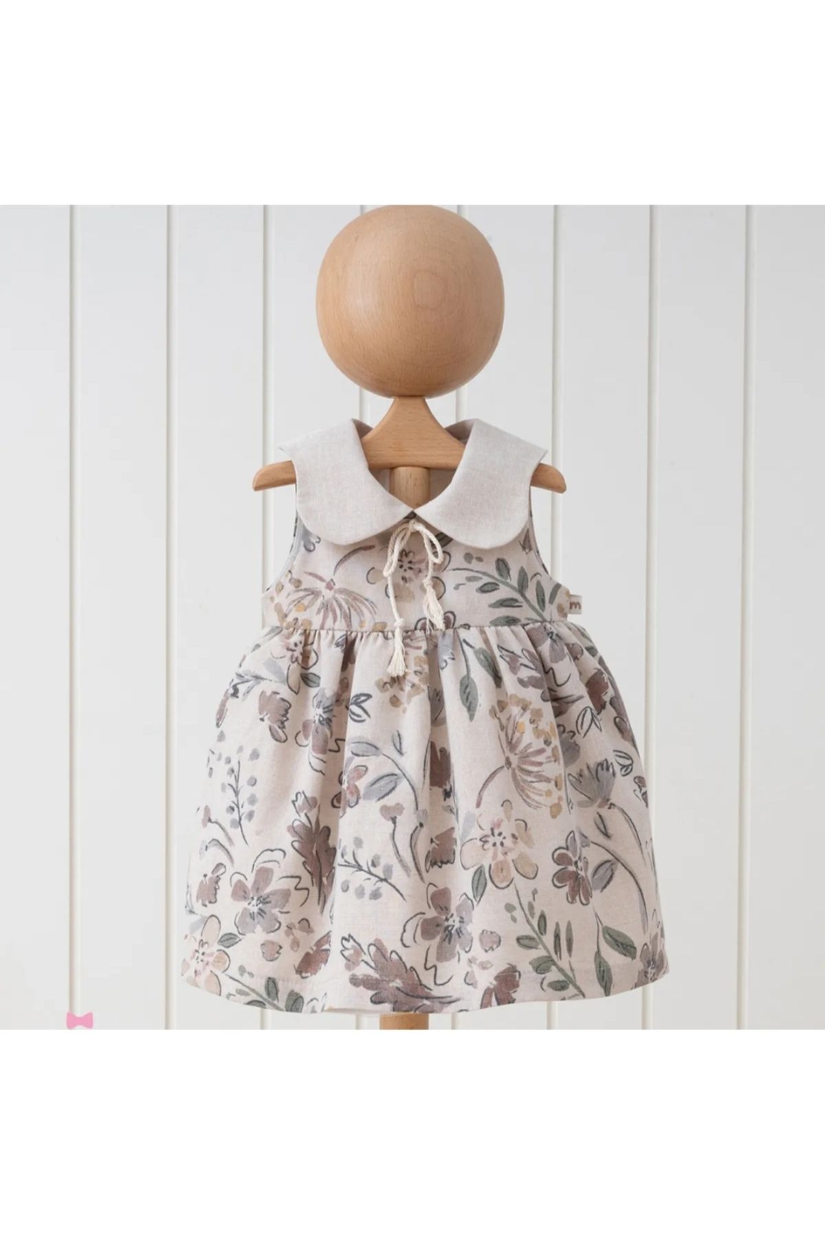 Latte Bebek MYMİO KIZ 6-9-12(1 YAŞ)-18-24(2 YAŞ) AY KIZ BEBEK/ÇOCUK BASKILI KETEN ELBİSE