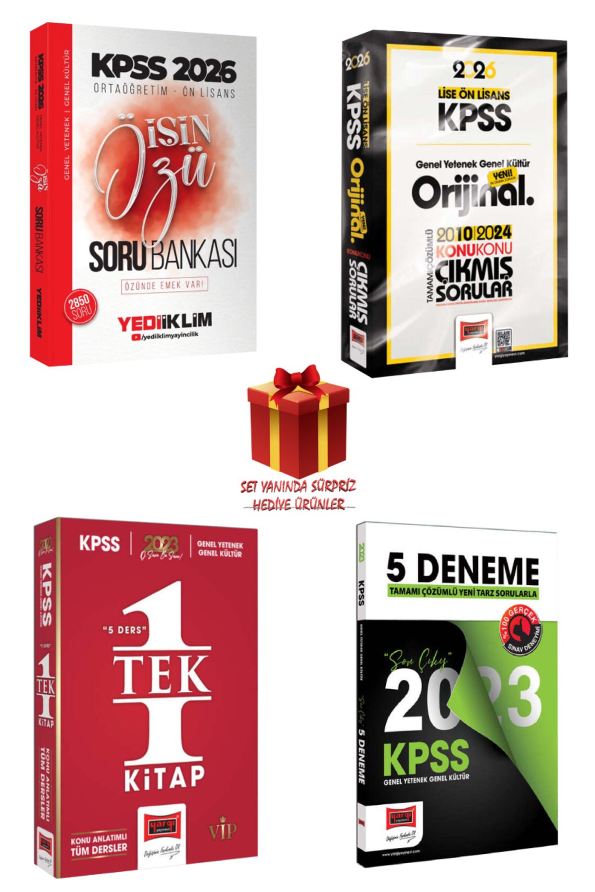 Yediiklim Yayınları 2026 KPSS İşin Özü Soru Bankası + Yargı Orijinal 2010-2024 Konu Konu Çıkmış Sorular+ Konu + Deneme