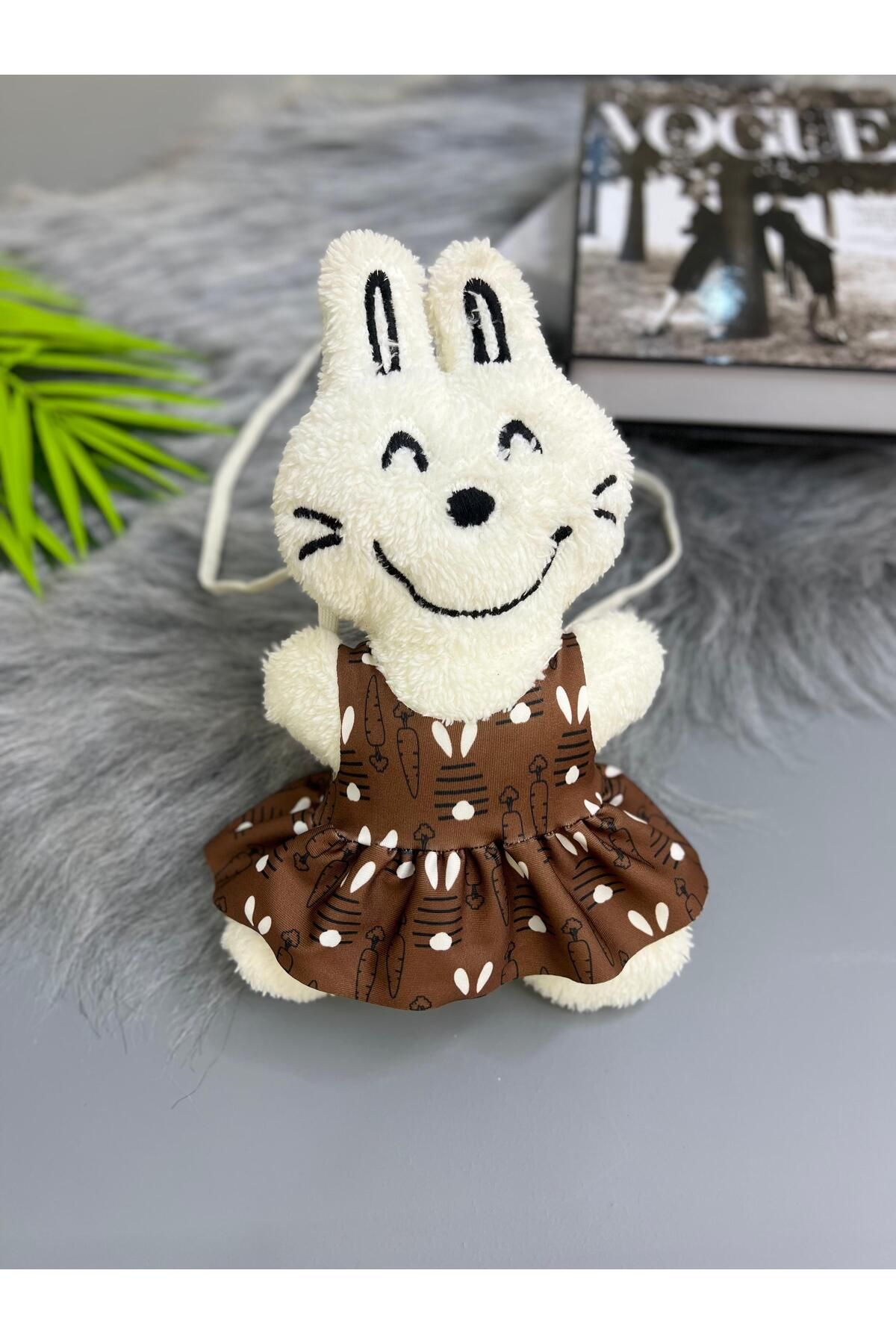 mislina kids Askılı Elbise Giydirilmiş Mini Peluş Tavşan– 3/6 Yaş