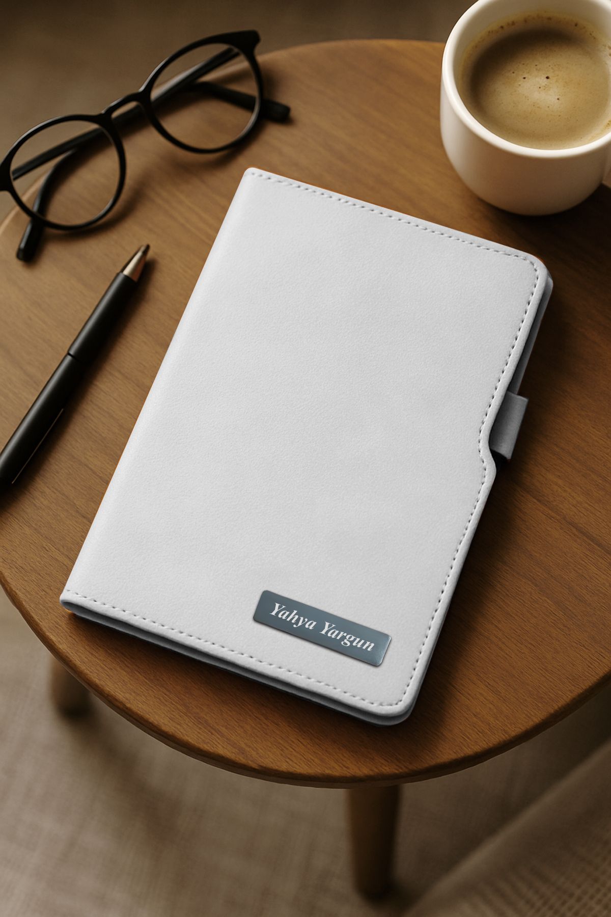 inkglo Kişiye Özel Beyaz Sert Kapaklı Çizgili Defter 14x21cm 224 Sayfa Hediyelik Defter