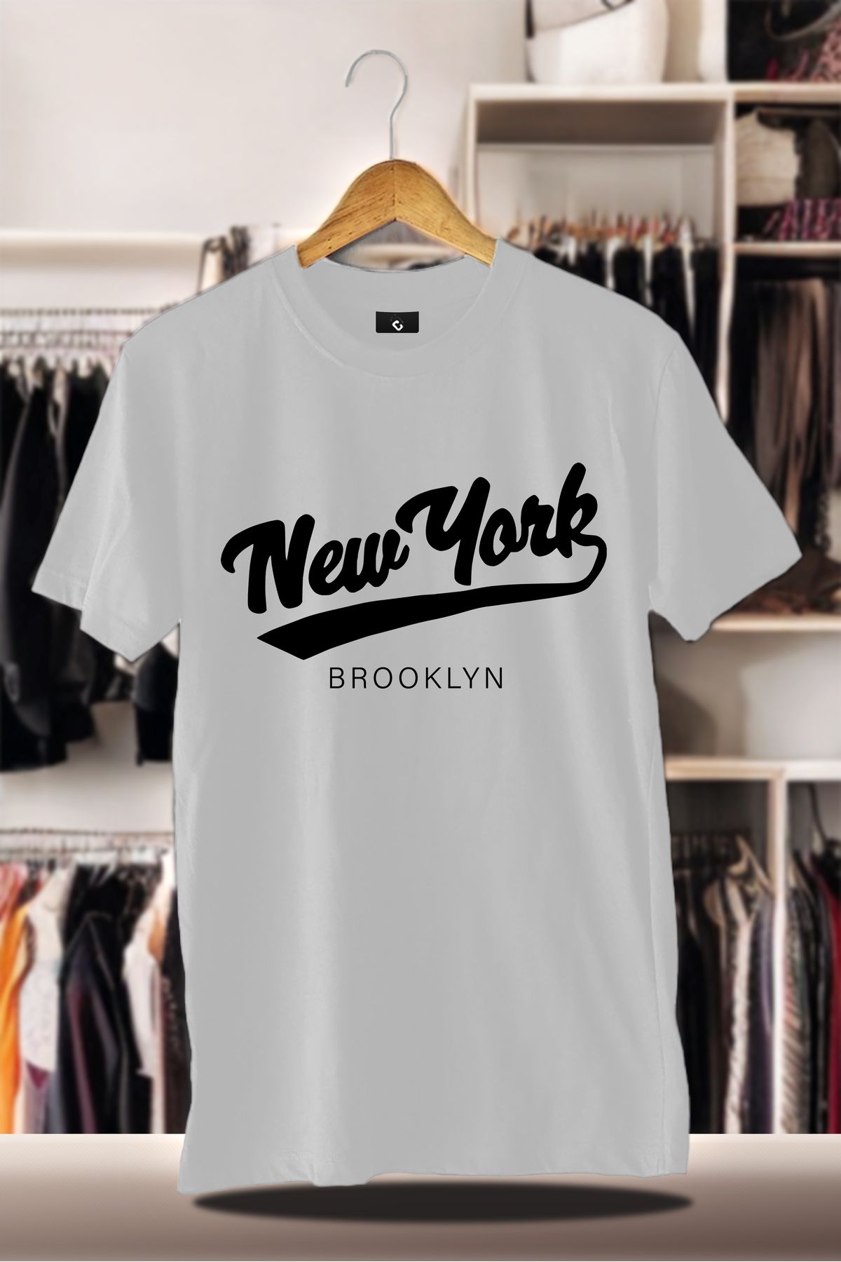 SELF CONTROL Pamuklu Oversize Baskılı 3 İplik Şardonlu Beyaz T-Shirt | New York Şehir Baskı