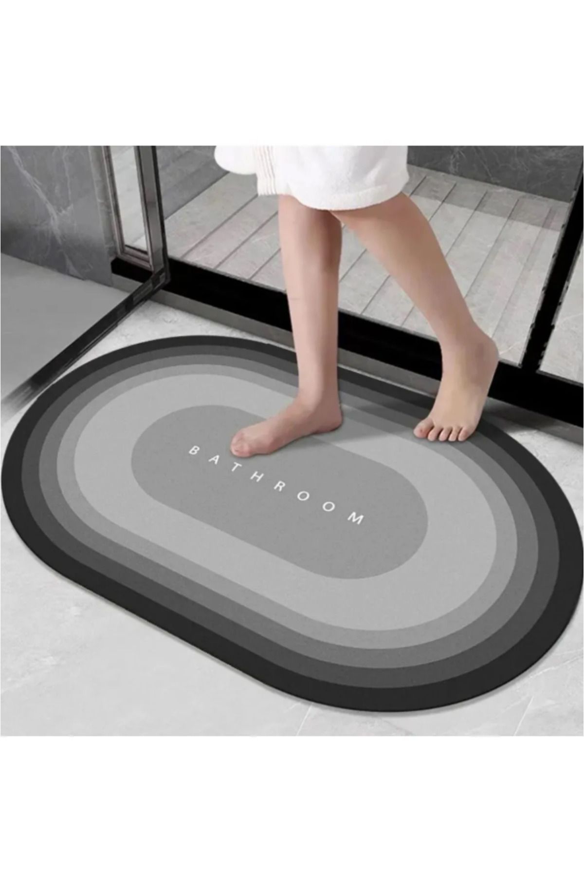 AYGÖREN HOME Gri Renk Sihirli Su Emici Banyo Paspası Kaymaz Tabanlı Ayak Paspası 40x60