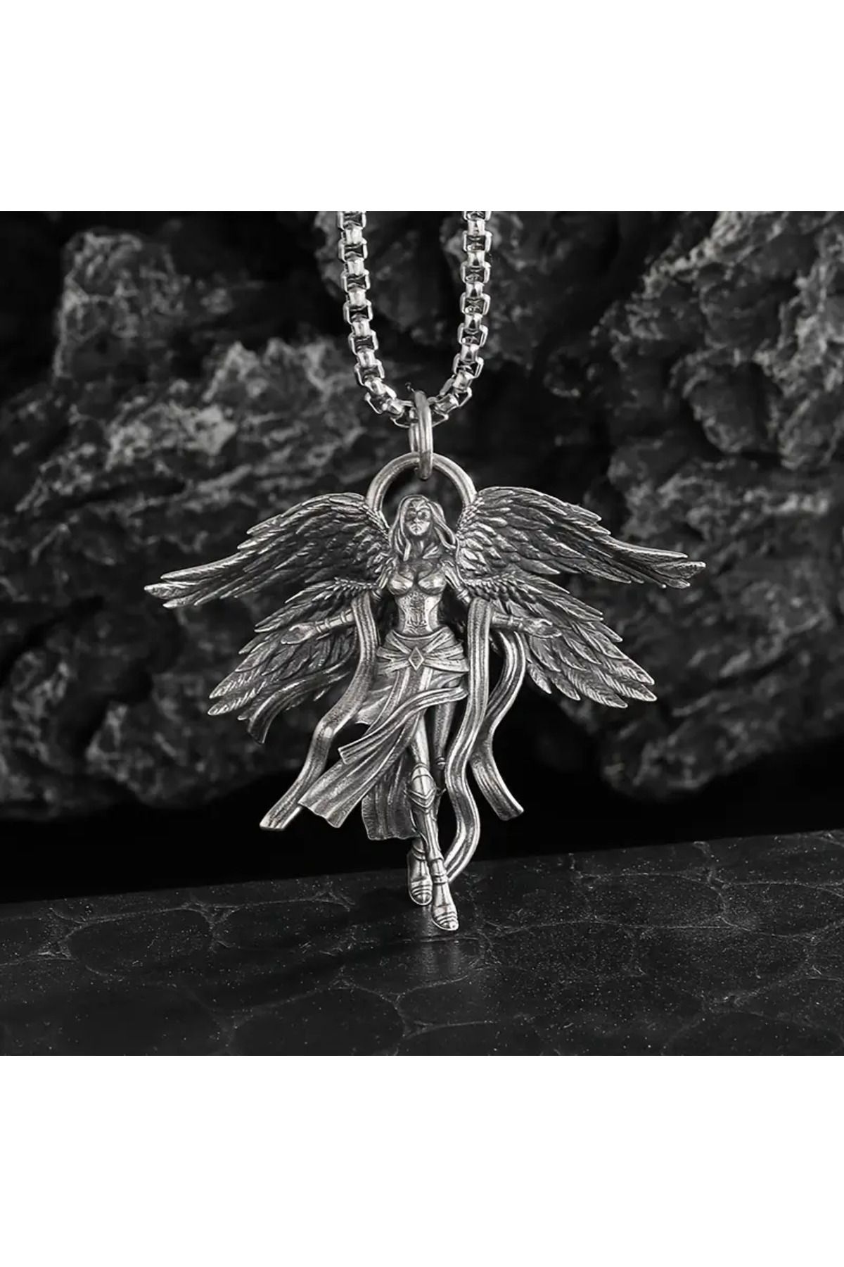 MİLALAZO Vintage Şık Dört Kanatlı Melek Tanrıça Kolye Gotik Punk