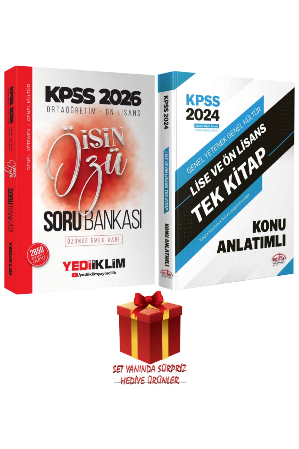 Yediiklim Yayınları 2026 KPSS Ortaöğretim Ön Lisans İşin Özü Soru Bankası + Editör Tek Kitap Konu Anlatımlı + Hediye