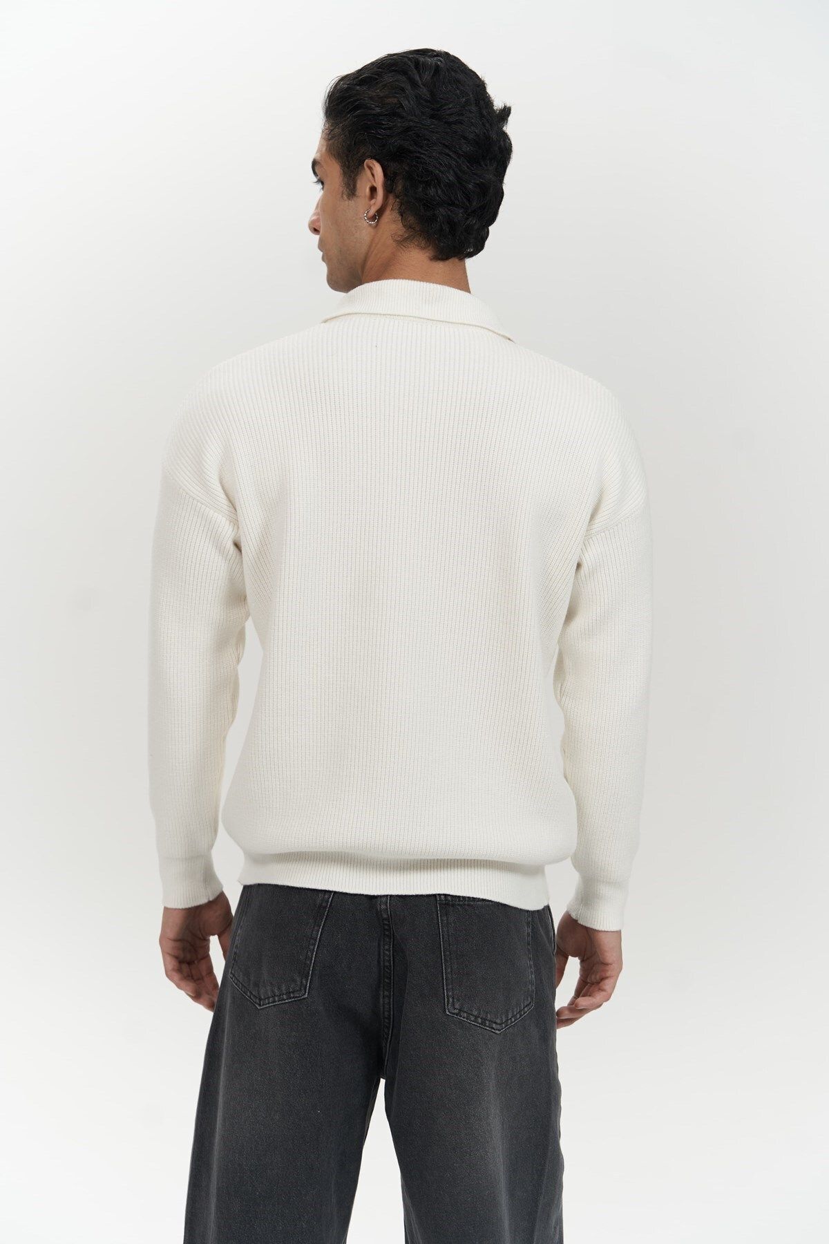 MAI STUDIOS CO.  Bastian Düğme Detay Ekru Erkek Triko Hırka - Görsel 4