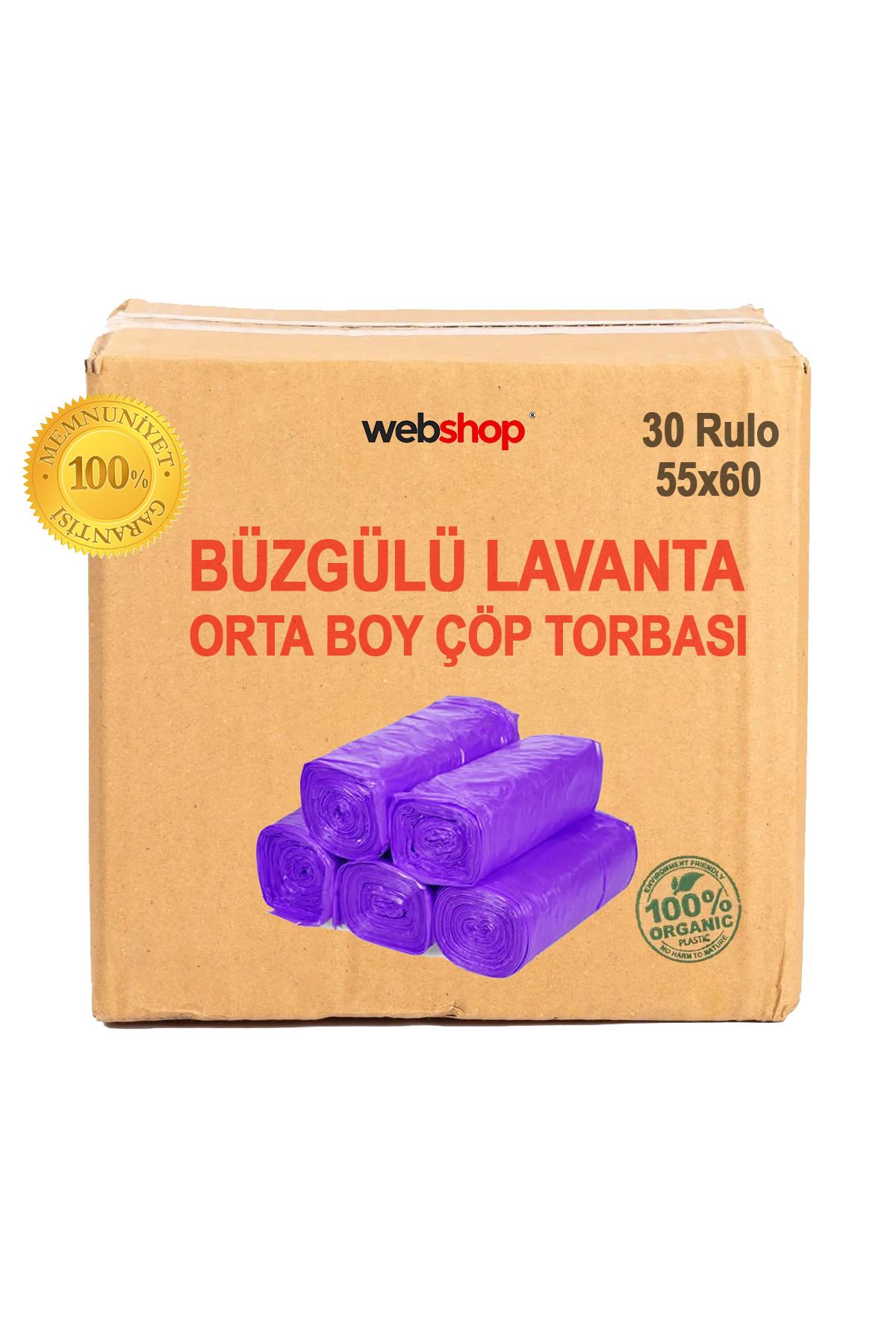 naft 30 Rulo Lavanta Kokulu Büzgülü Orta Boy Çöp Torbası 10'lu (1 KOLİ) 55x60 Çöp Poşeti 300 Adet