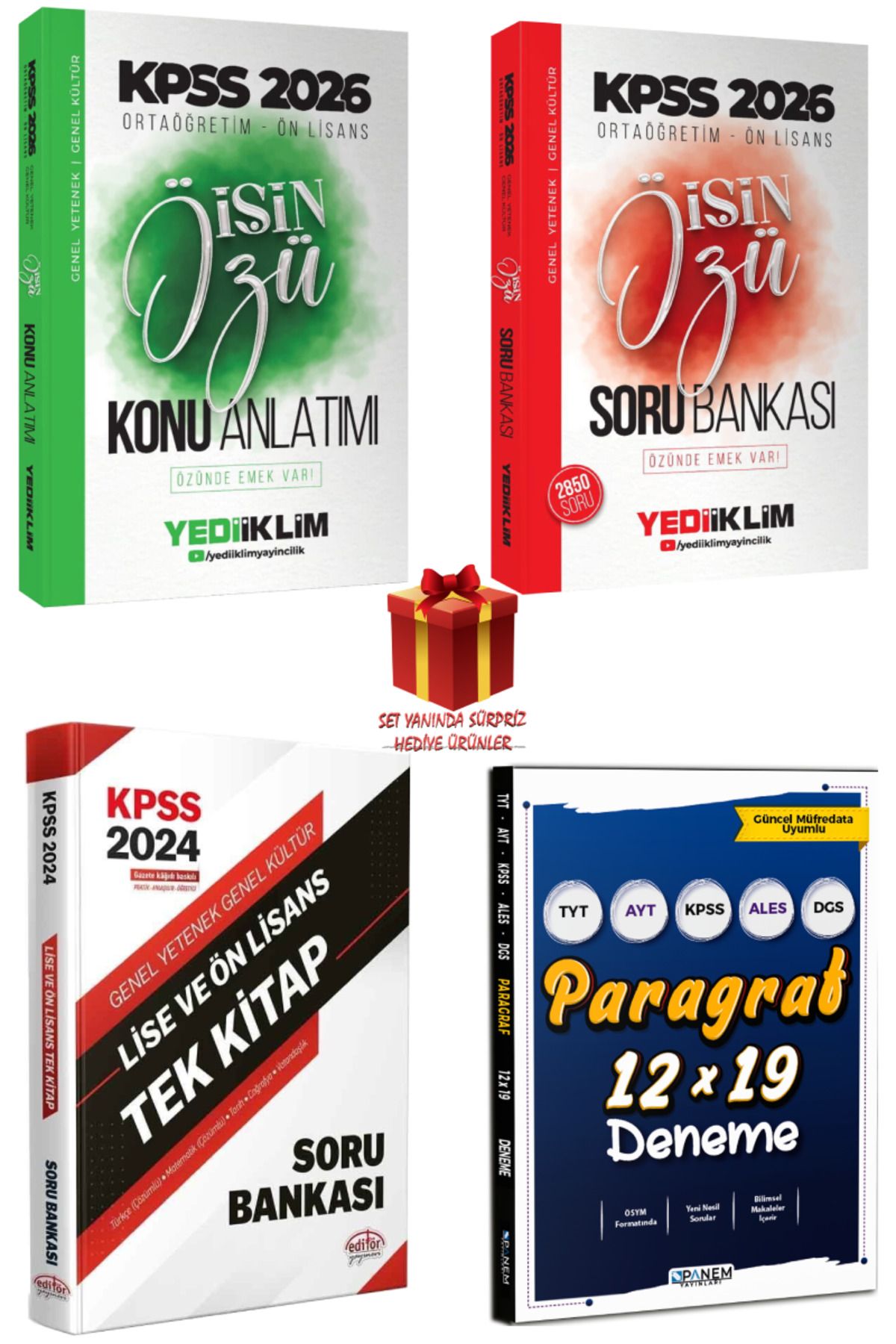 Yediiklim Yayınları 2026 KPSS Ortaöğretim-Ön Lisans İşin Özü Konu Anlatımı+Soru Bankası+Tek Kitap+Paragraf Soru Bankası