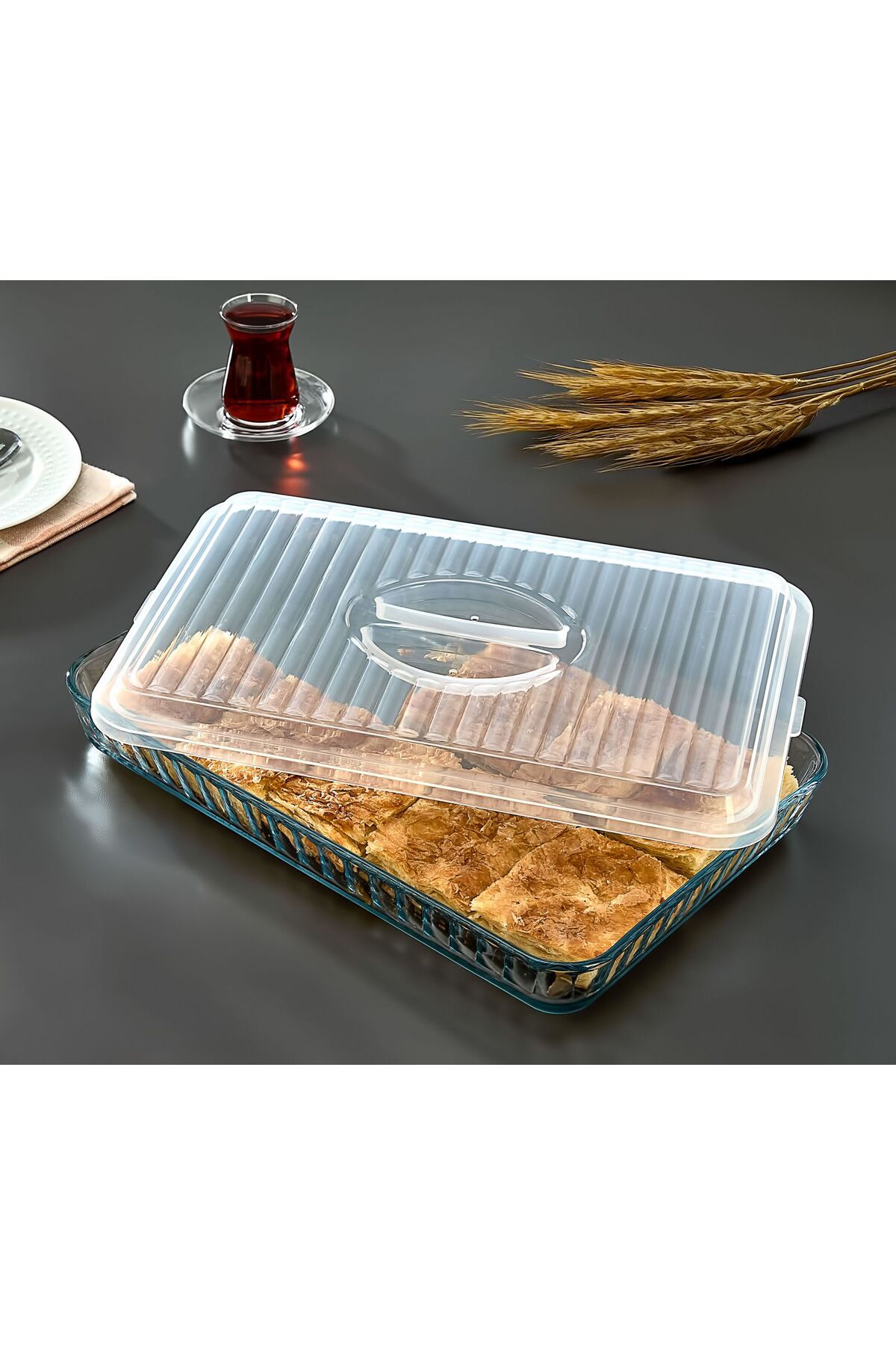 Kitchen Life Sıcak Hava Tahliyeli Dikdörtgen Borcam Kapağı - 40x27 Kapak