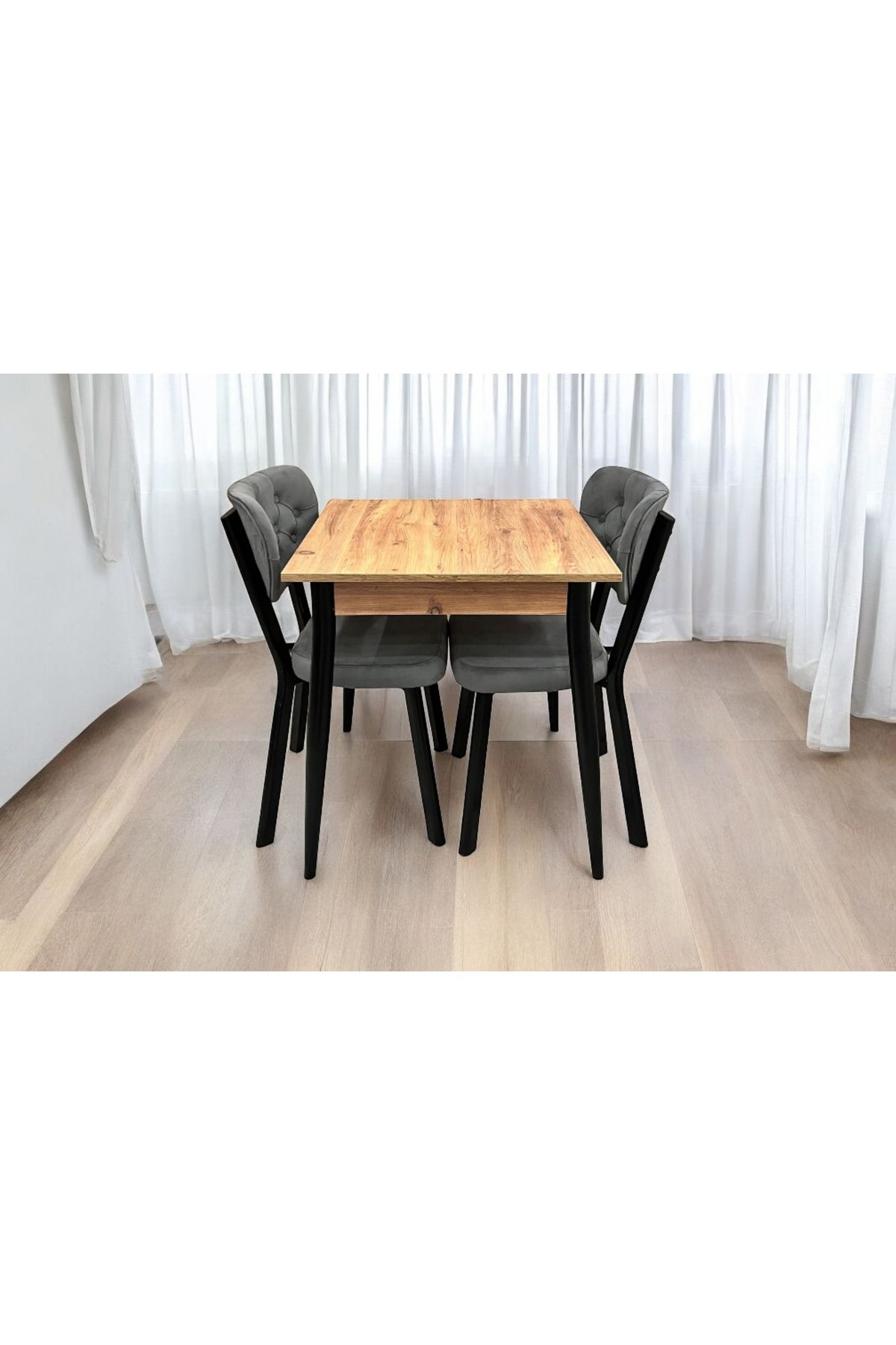 Vivense Mendel Masa Ve Rivone Sandalye Takımı, Atlantik Çam, 70X70