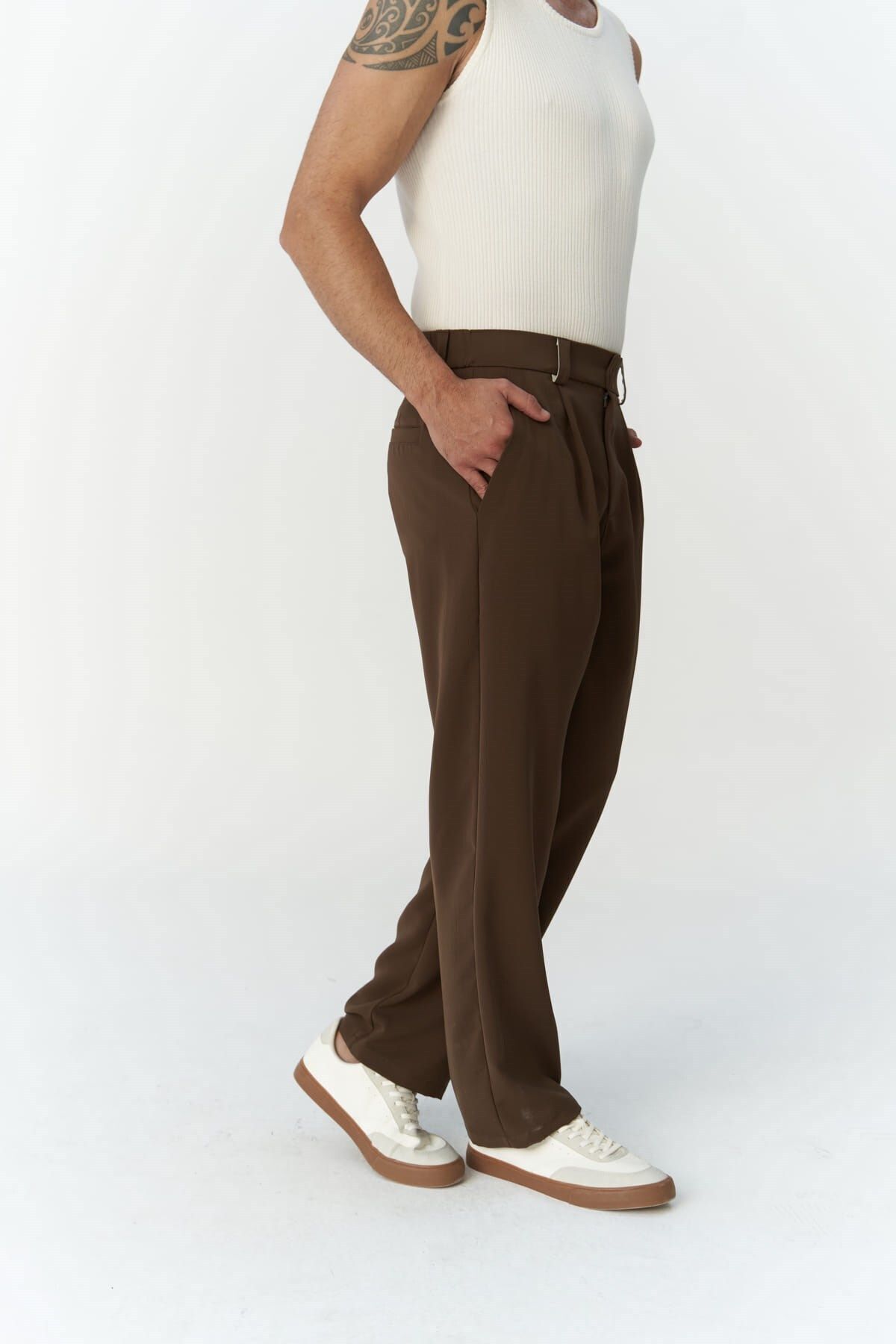 MAİ COLLECTİON-Ανδρικό παντελόνι Wells Dark Khaki 4