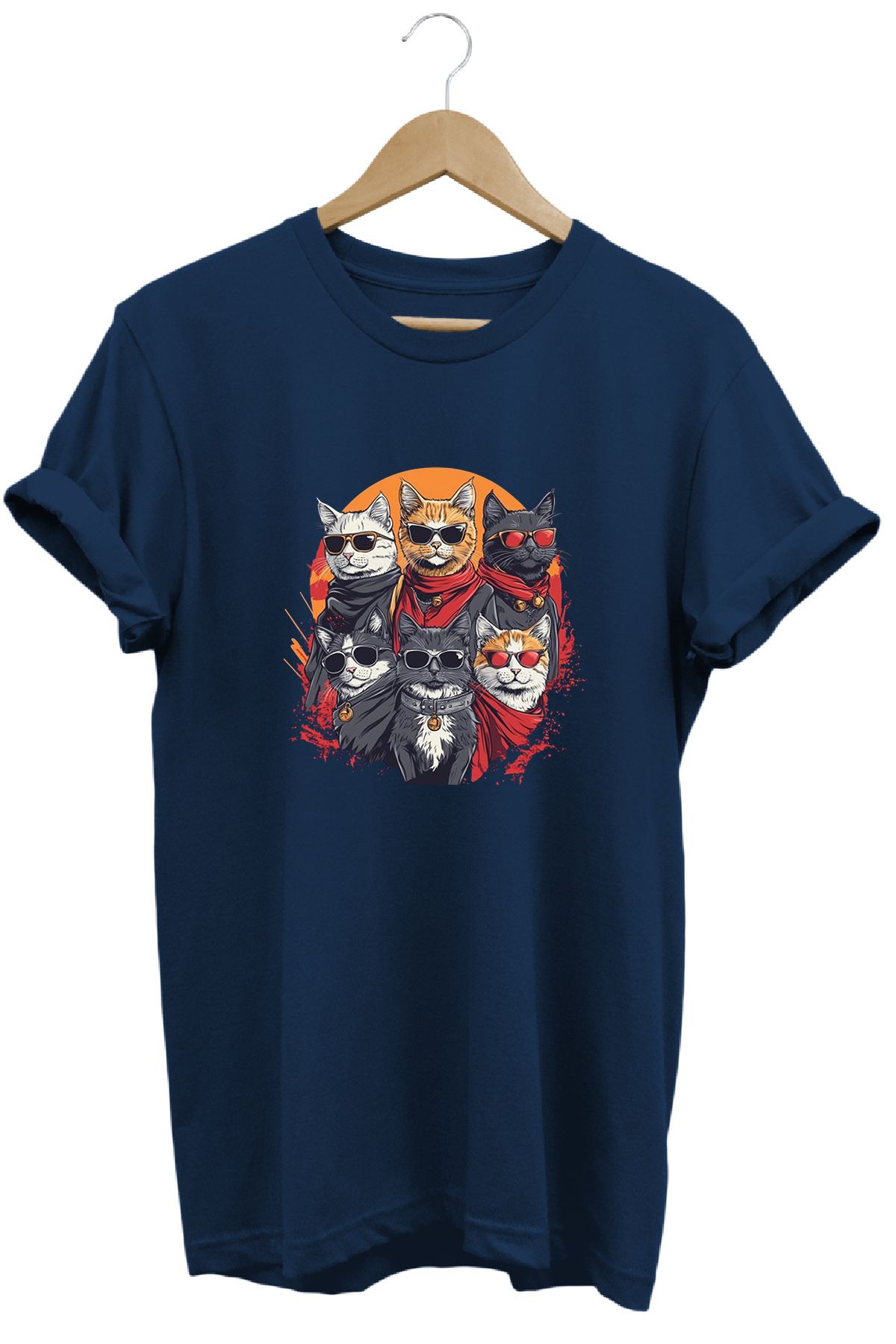 remonz Kedi Çetesi Baskılı %100 Pamuk Regular Fit Bisiklet Yaka T-shirt
