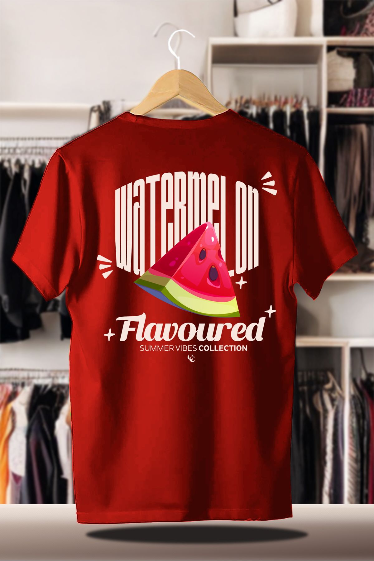 C&C OKULCUNUZ Pamuklu Oversize Baskılı 3 İplik Şardonlu Kırmızı T-Shirt | Summer Yaz Karpuz Flavoured