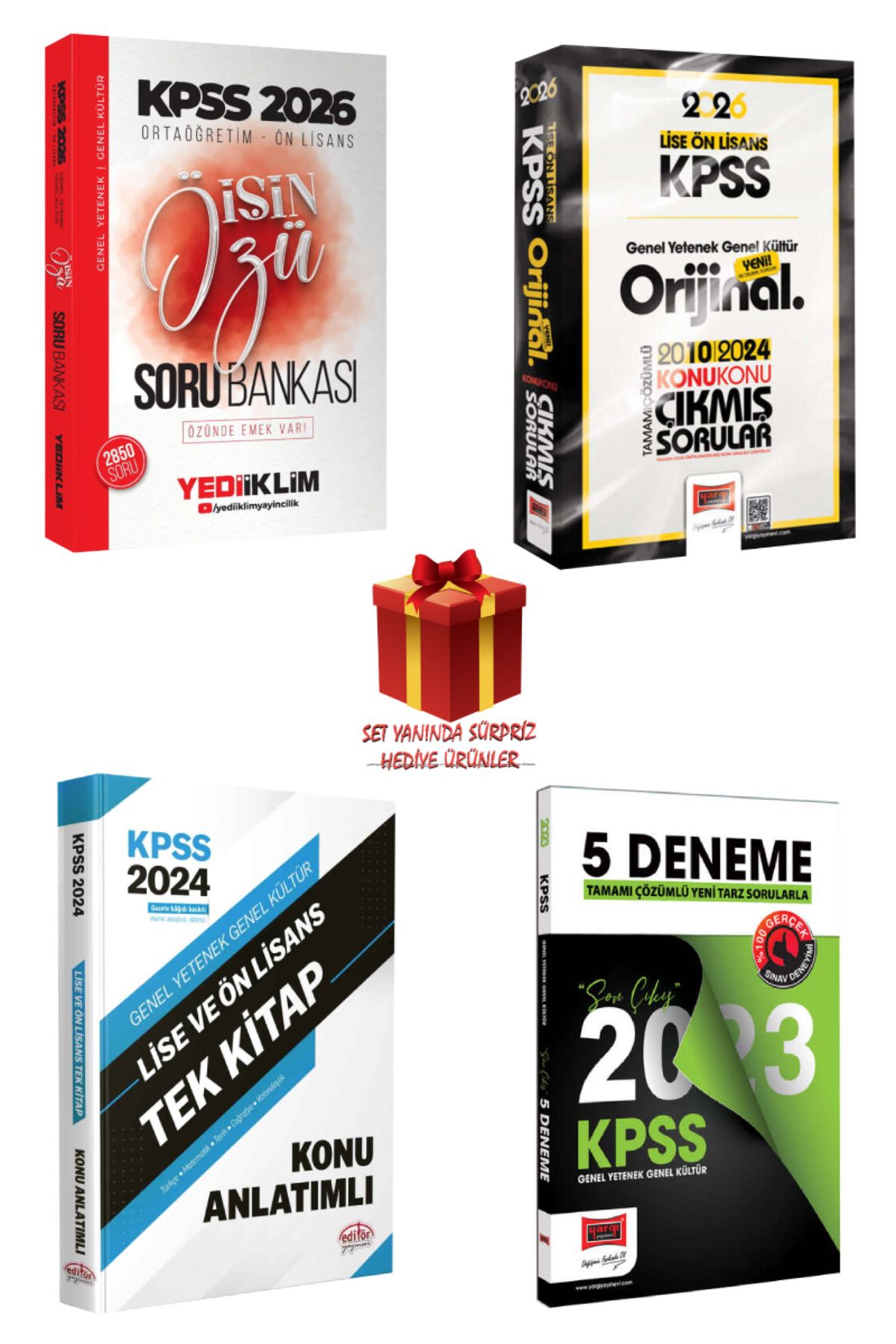 Yediiklim Yayınları 2026 KPSS İşin Özü Soru Bankası + Yargı Orijinal 2010-2024 Konu Konu Çıkmış Sorular+ Konu + Deneme