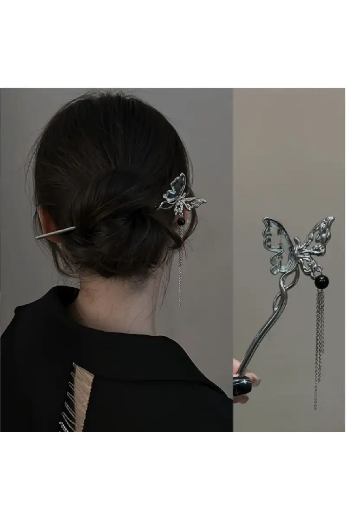 MİLALAZO Şık Kelebek Vintage Çin Saç Tokası Bohem Gotik Punk