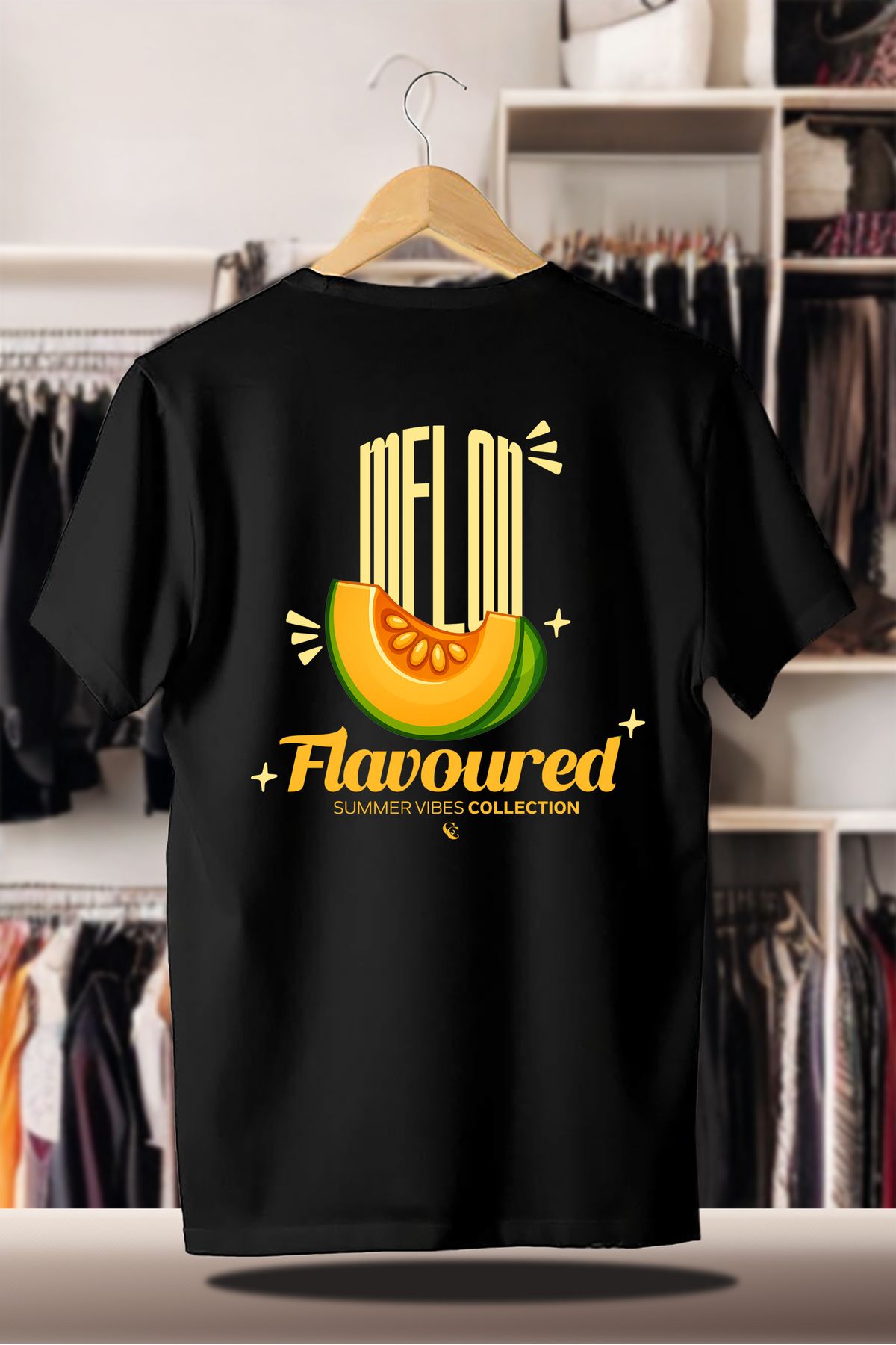 C&C OKULCUNUZ Pamuklu Oversize Baskılı 3 İplik Şardonlu Siyah T-Shirt | Summer Yaz Melon Kavun Flavoured