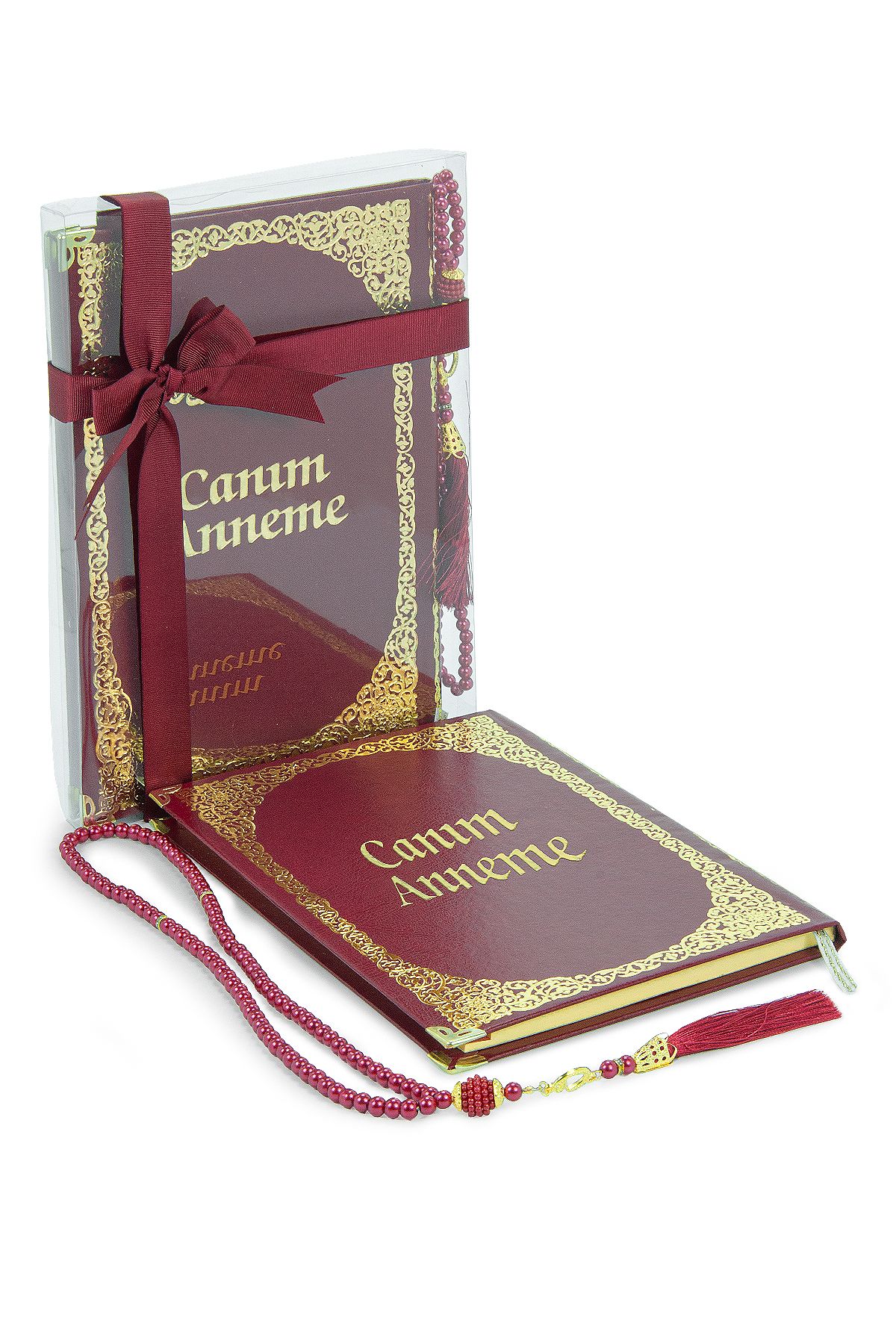 ihvanonline Anneler Günü Hediyesi Kutulu İnci Tesbihli Ciltli Yasin Kitabı Seti Bordo