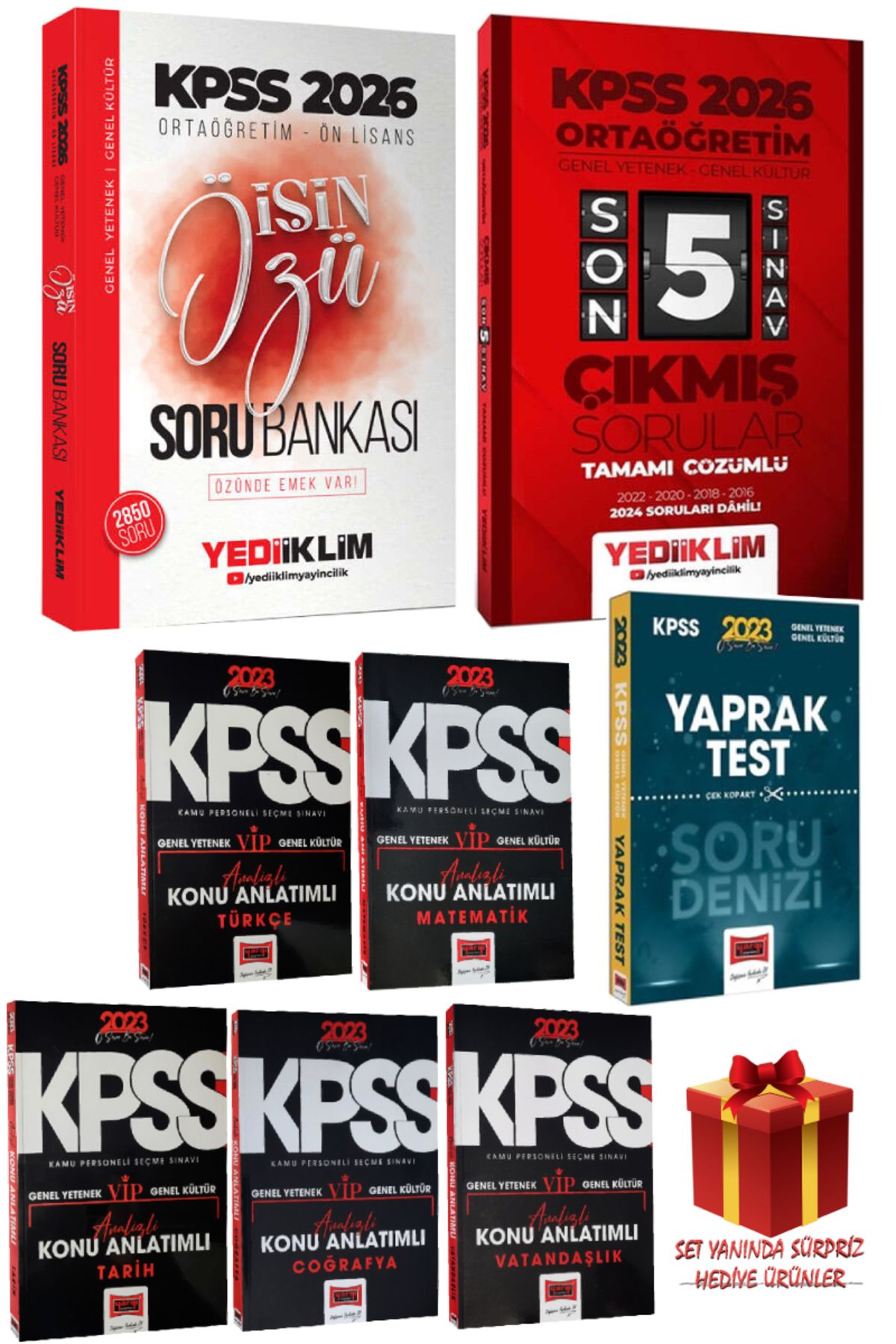 Yediiklim Yayınları 2026 Yediiklim KPSS Ortaöğretim Ön Lisans Soru Bankası+Ortaöğretim Çıkmış Sorular+Konular+Yaprak