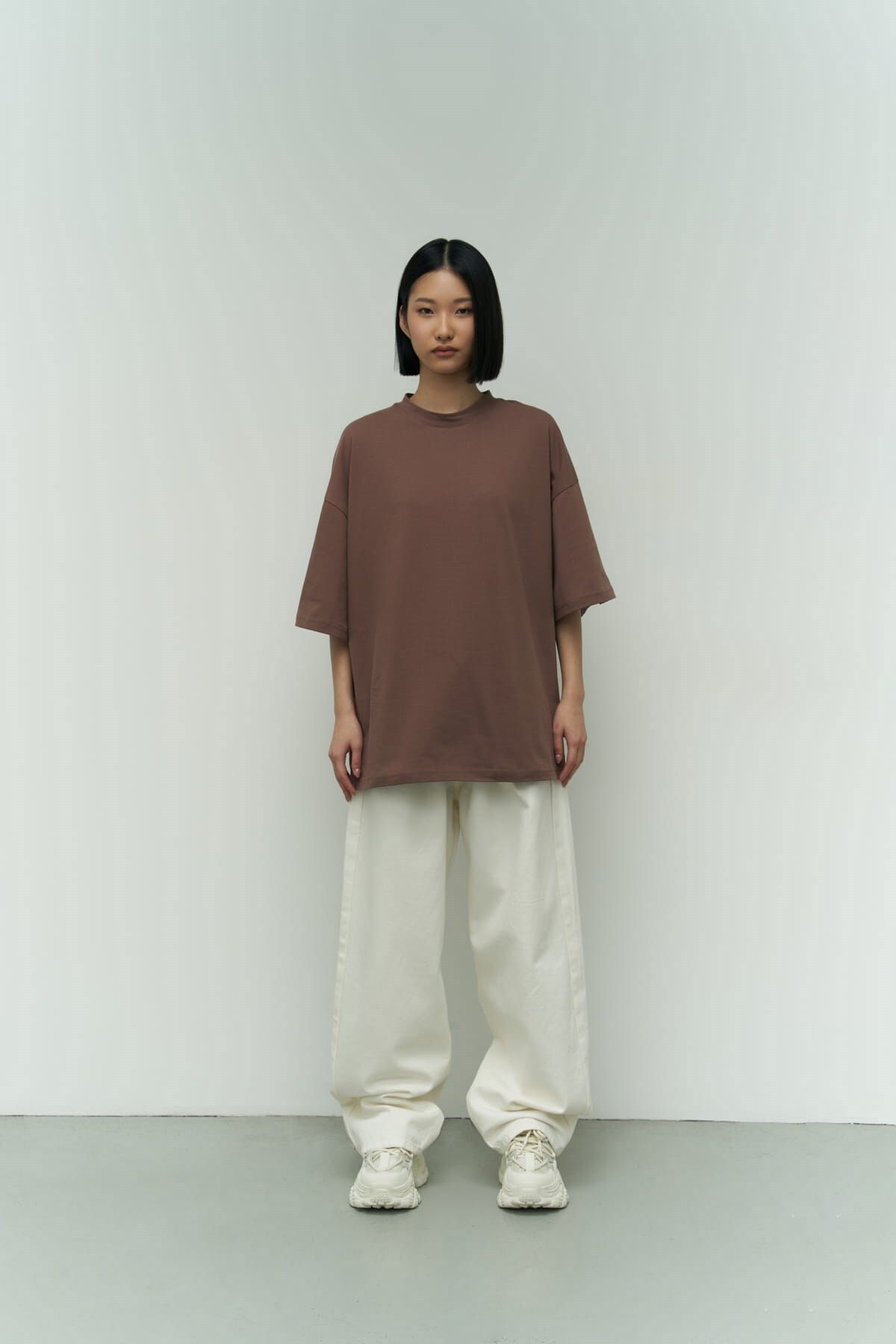 MAİ COLLECTİON-Mama Brown Color Oversize T-Shirt 2