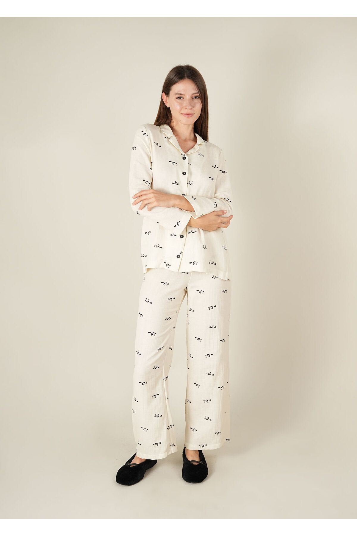 COLORDS Kadın Müslin Panda Pijama Takımı