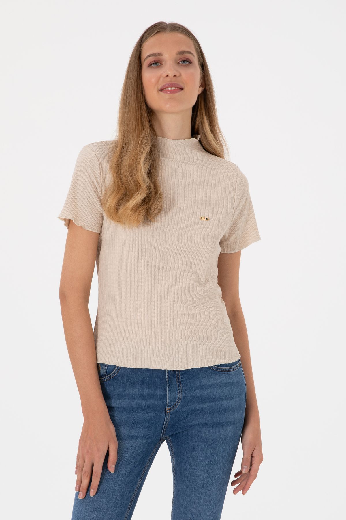 U.S. Polo Assn. Kadın Taş Dik Yaka Tişört 50312951-VR049